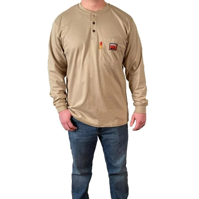 FR Henley, Khaki, 4X-Large