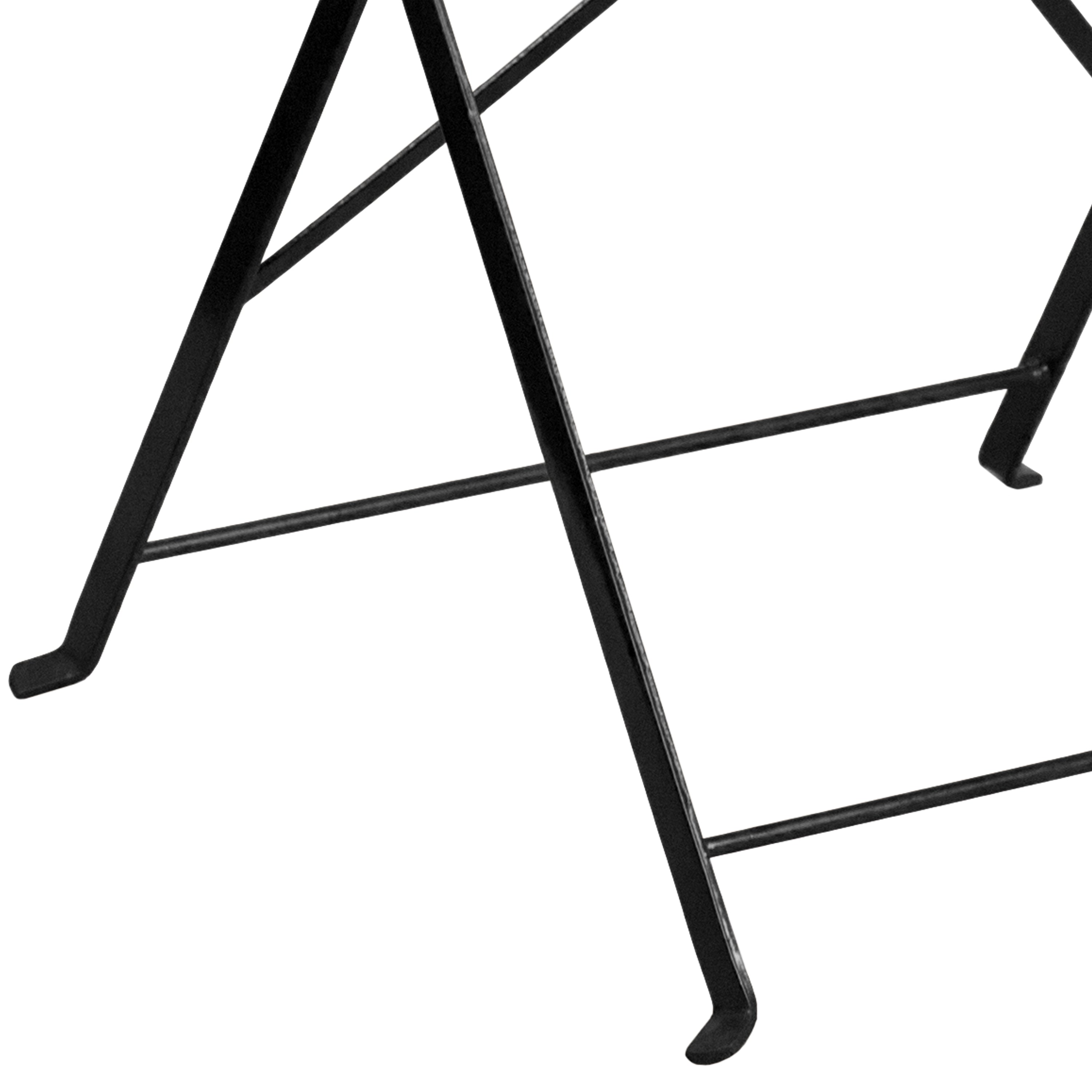Oia Commercial Grade 28" Square Black Indoor-Outdoor Steel Folding Patio Table