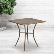 Oia Commercial Grade 28" Square Gold Indoor-Outdoor Steel Patio Table