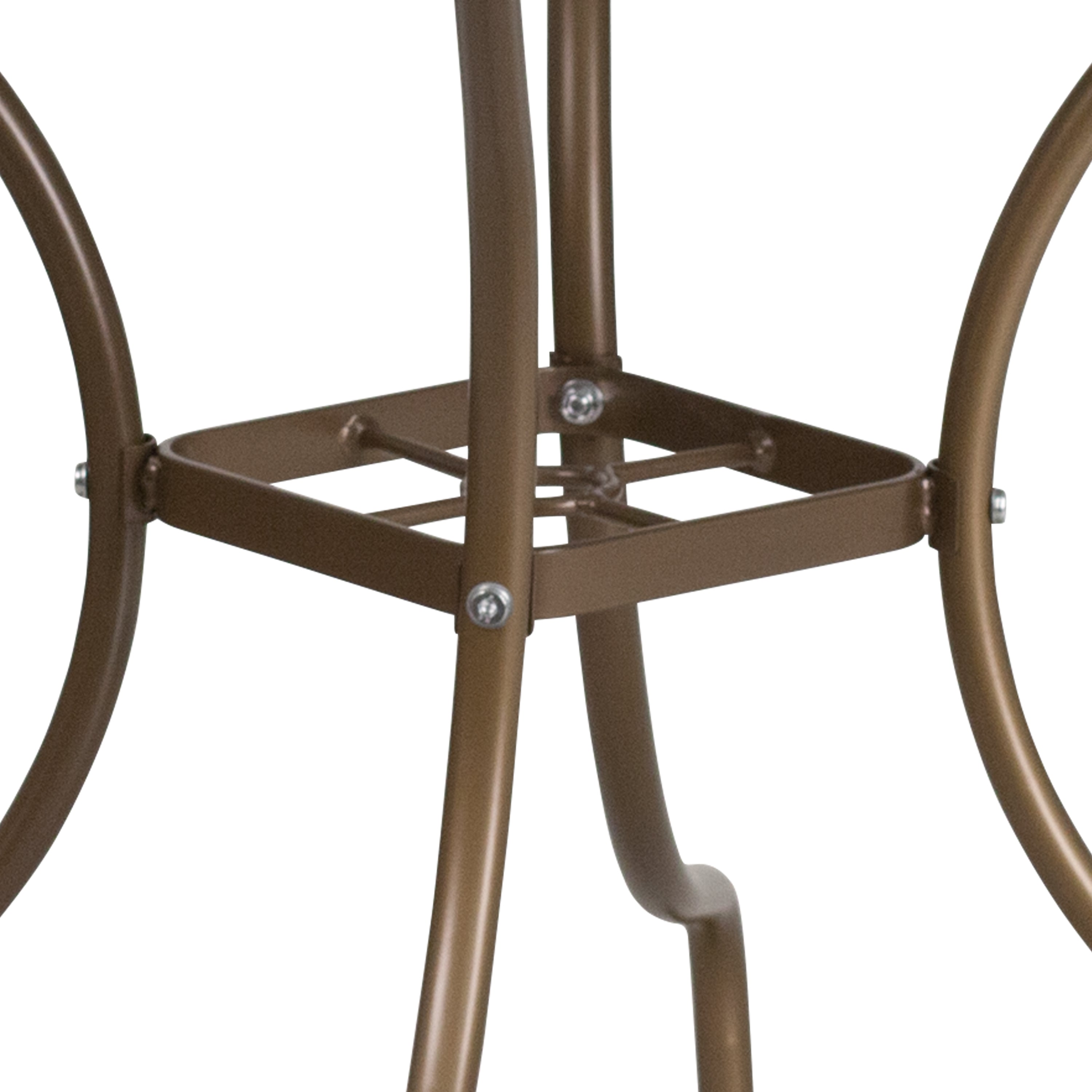 Oia Commercial Grade 35.5" Square Gold Indoor-Outdoor Steel Patio Table with Umbrella Hole
