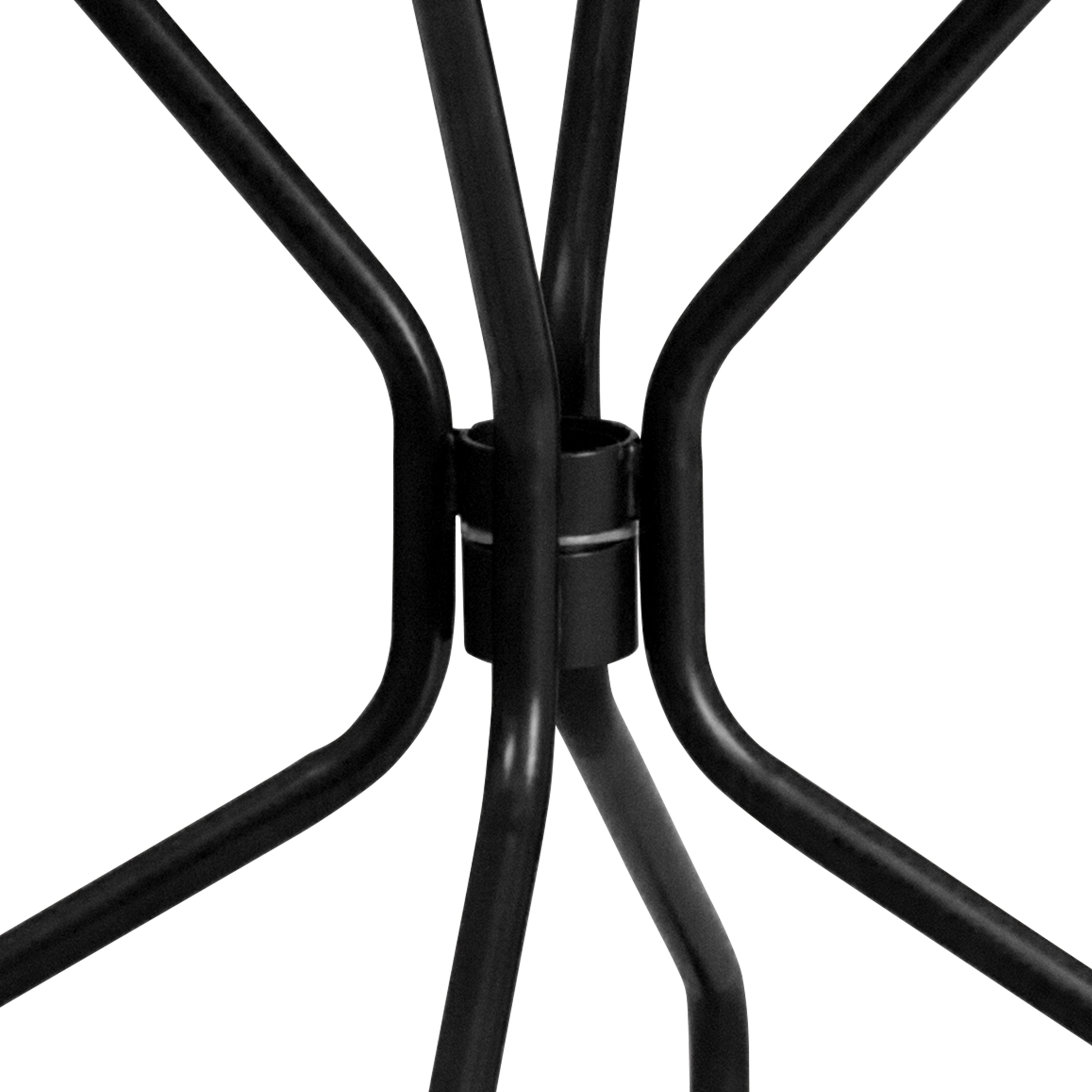 Oia Commercial Grade 35.25" Round Black Indoor-Outdoor Steel Patio Table with Umbrella Hole