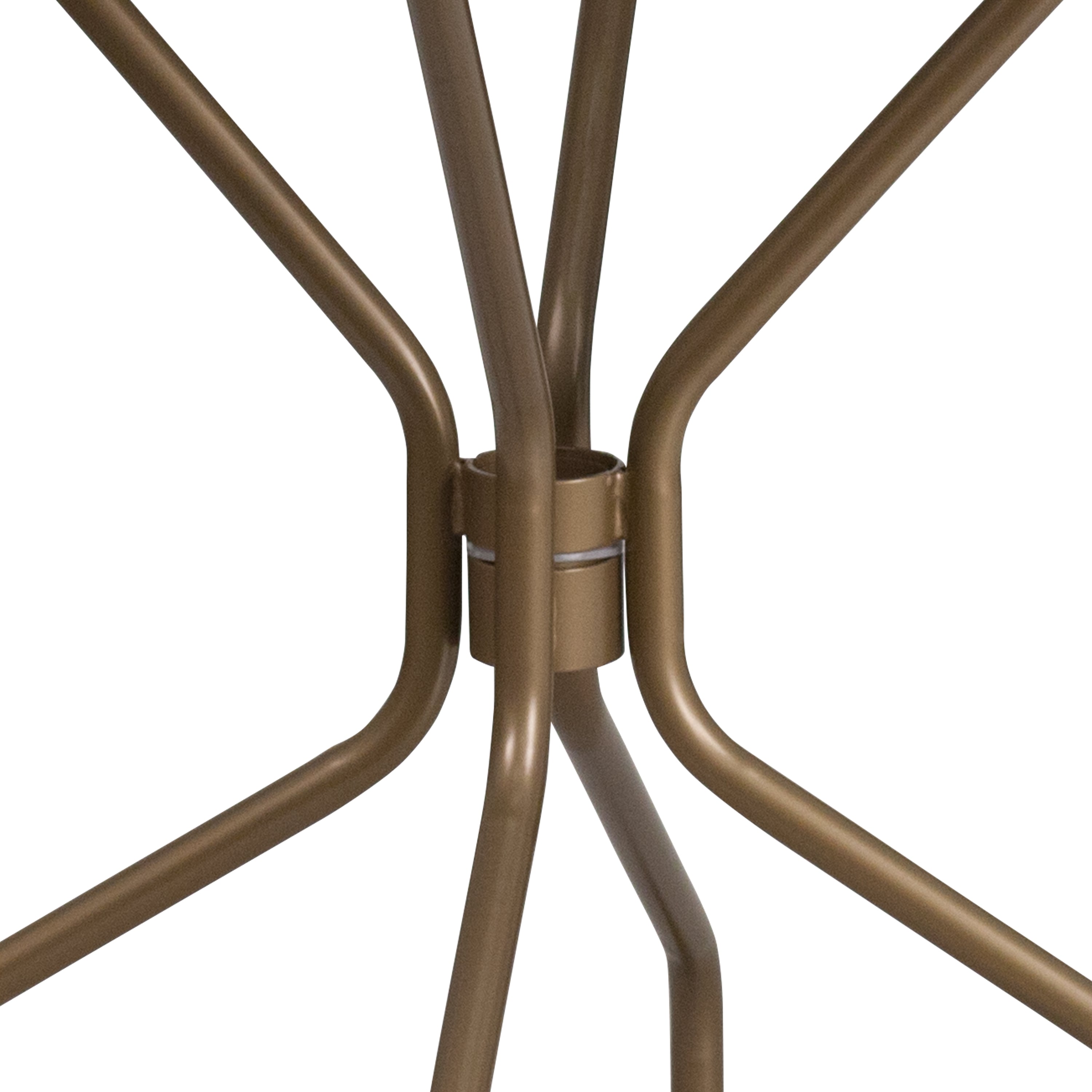 Oia Commercial Grade 35.25" Round Gold Indoor-Outdoor Steel Patio Table with Umbrella Hole