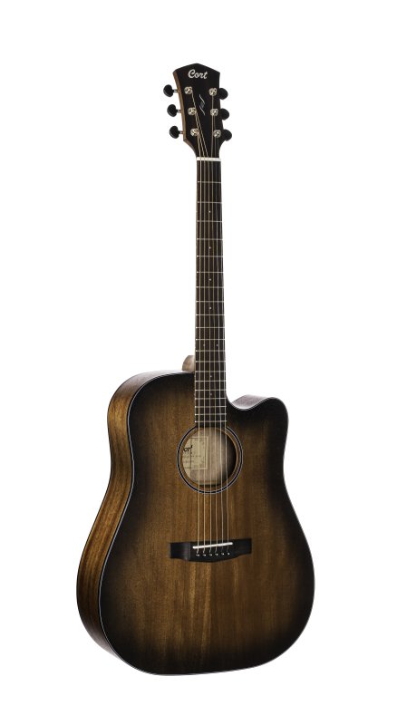 Cort COREDCOPBB Core-Dc Series Dreadnought Cutaway Acoustic Electric Guitar, Open Pore Black Burst