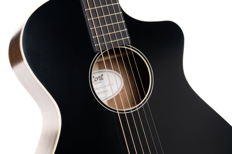 Cort CORE-MC Ovangkol Acoustic-Electric Guitar W/ Gig-Bag, Black Top Semi Gloss