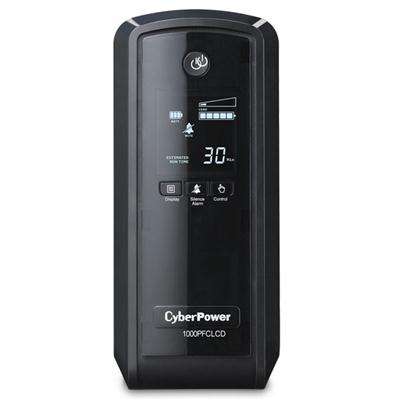 CyberPower CP1000PFCLCD UPS  1000VA/600W  120V  10 Outlets  LCD Display  AVR  USB-a & USB-C  Black