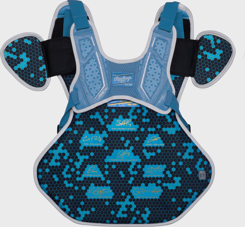 Rawlings Mach Pro Series Medium Chest Protector - Columbia Blue/White
