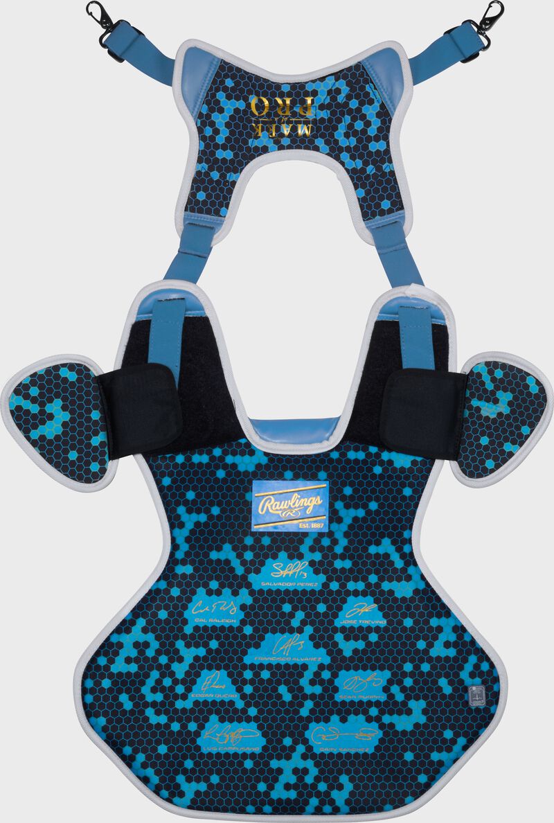 Rawlings Mach Pro Series Large Chest Protector - Columbia Blue/White