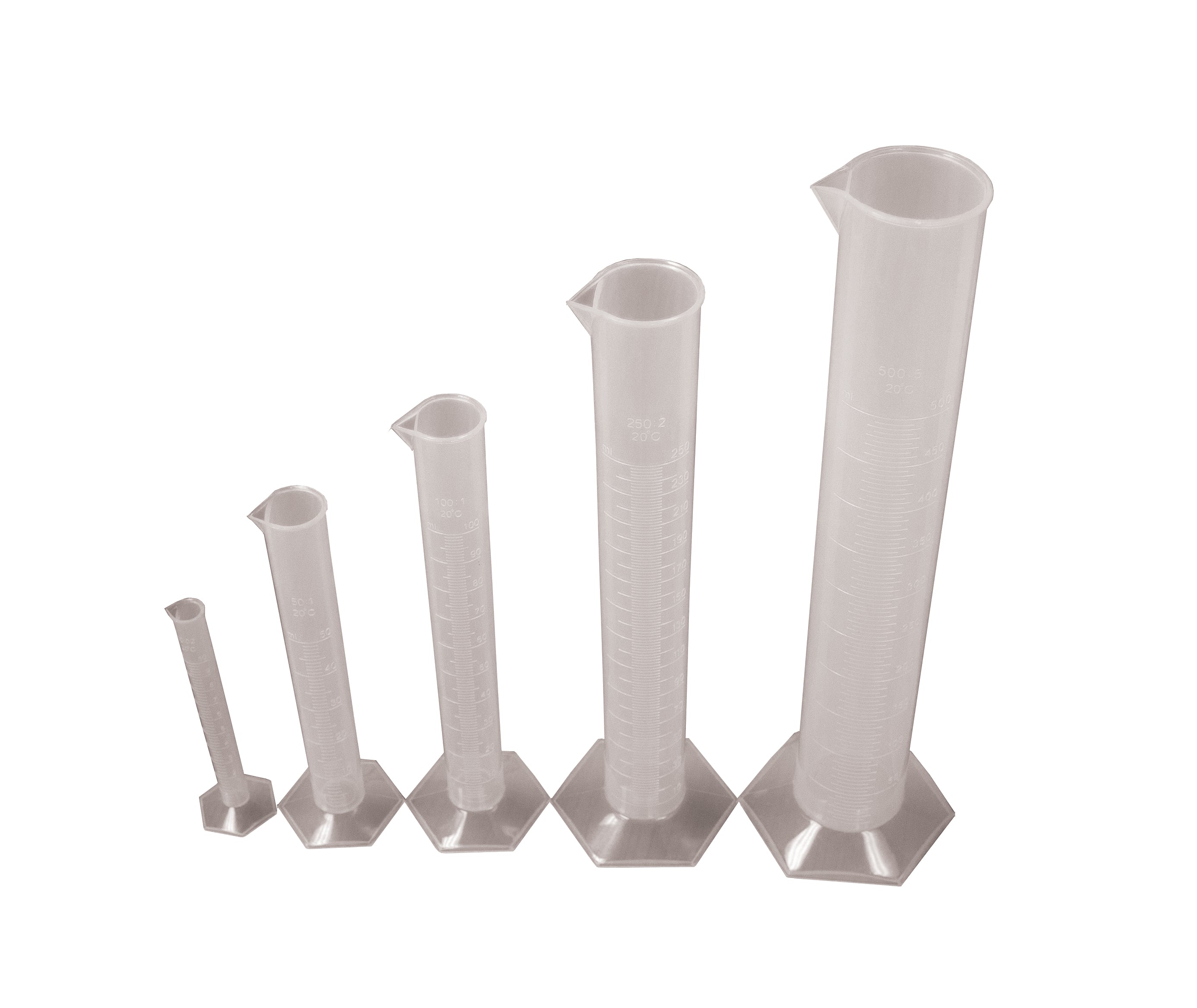 United Scientific® Graduated Cylinder Set Of 5, PP, Hex Base