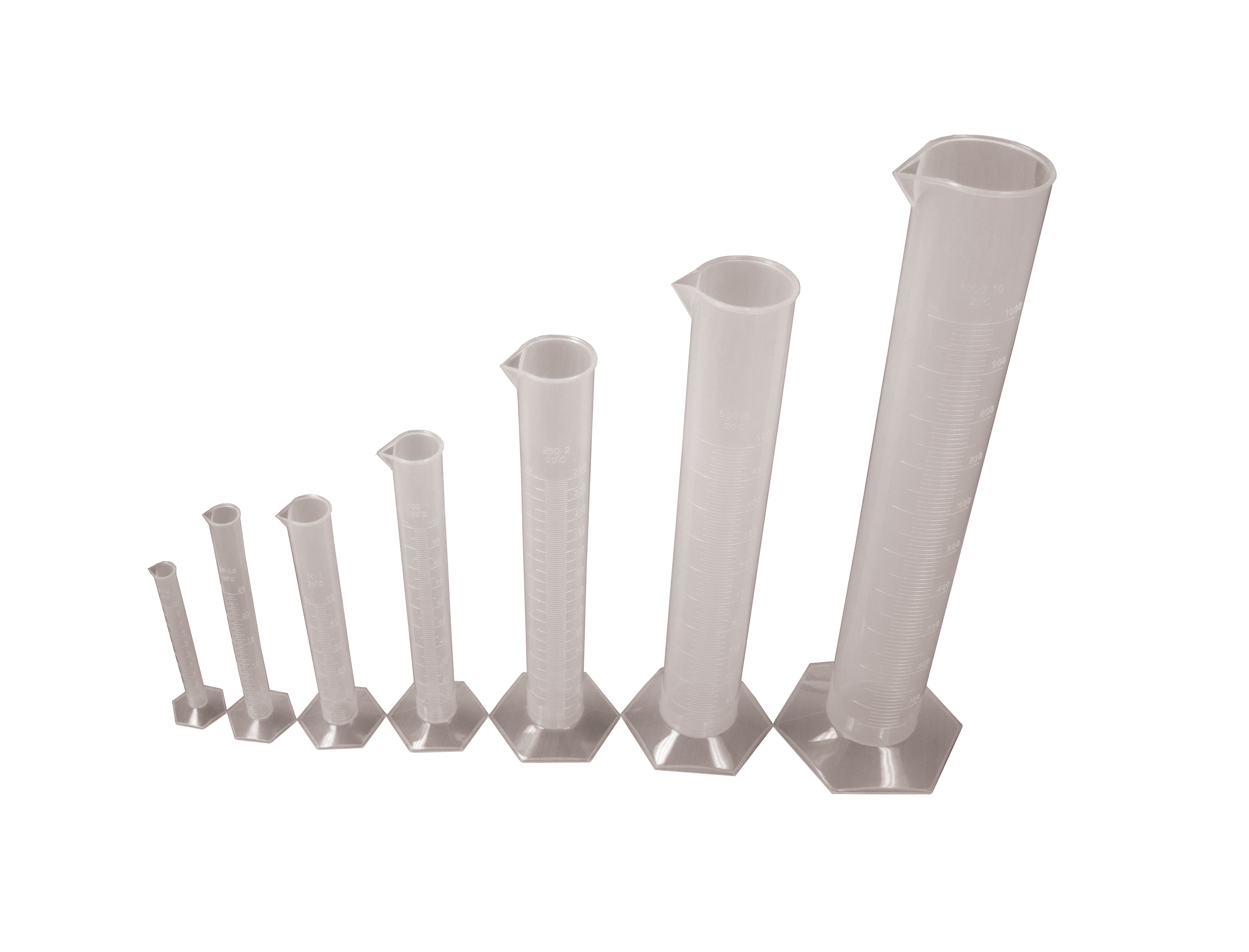United Scientific® Graduated Cylinder Set Of 7, PP, Hex Base