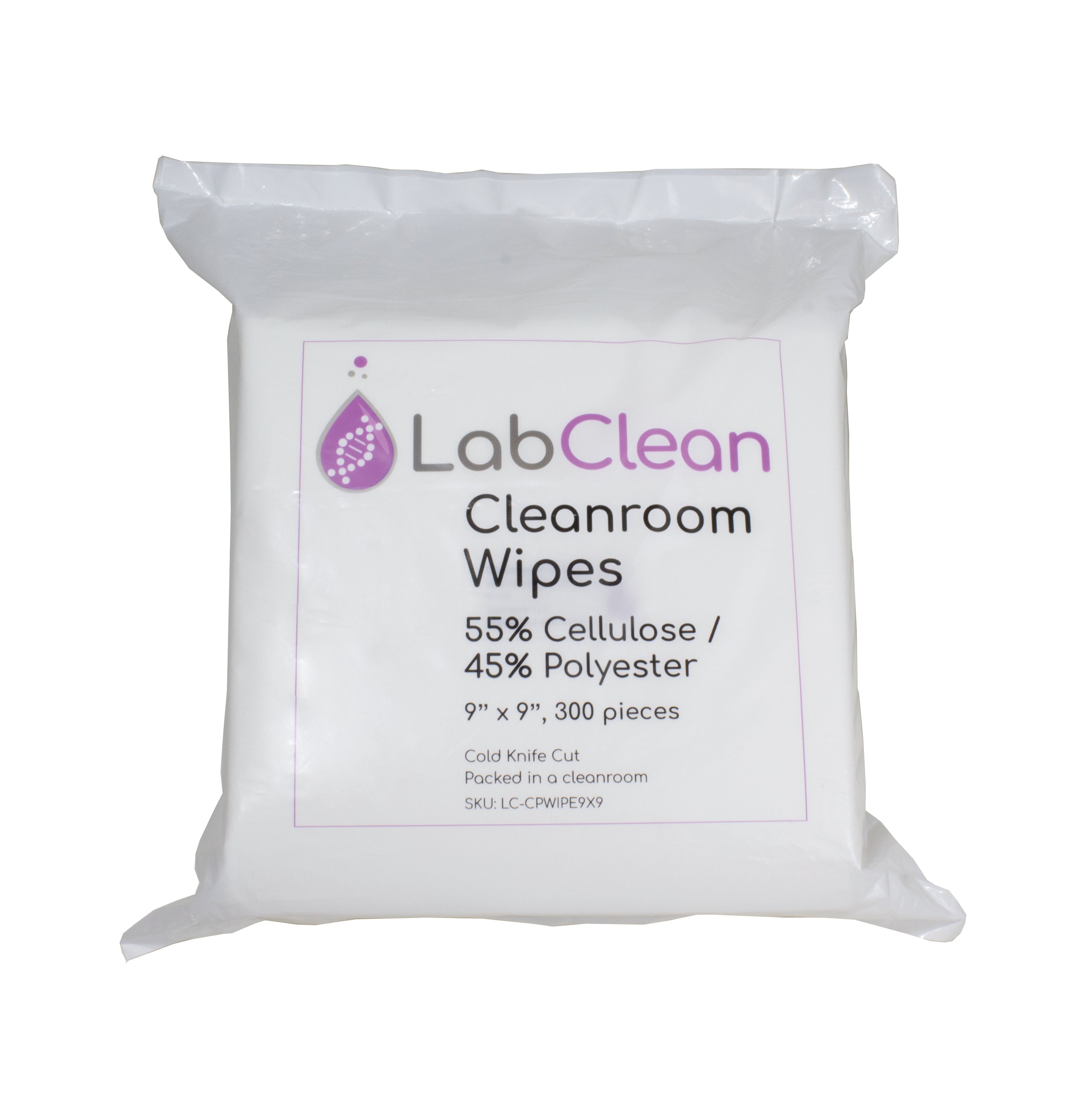 United Scientific® Labclean™ Cleanroom Wipes, 55% Cellulose / 45% Polyester, 9” X 9”, 300/Pack