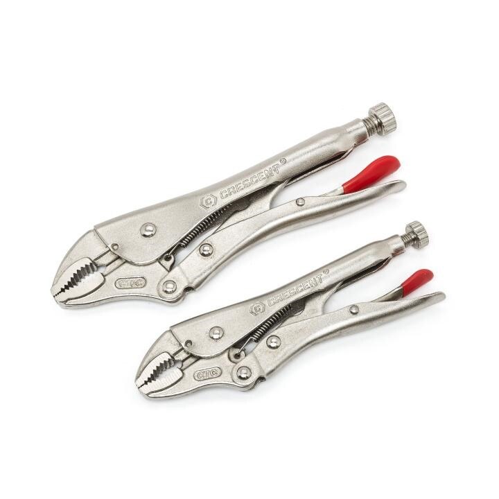 CLP2SETN-08 Crescent, Locking Plier Set, Rawhide, 7 Inch 10 Inch, Nickel Plated