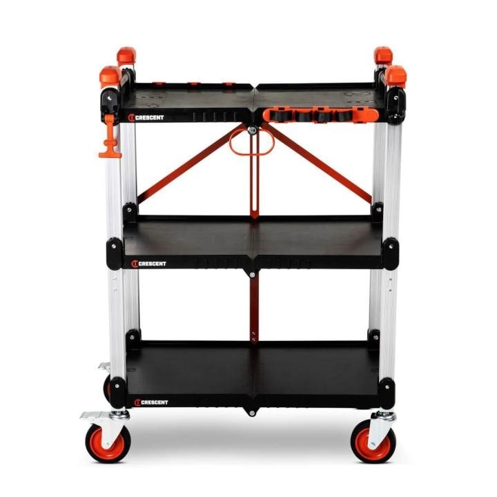 SITERUNNER 3 Shelf Folding Cart, Black, Assembled, 1 EA