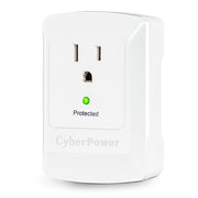 CyberPower CSB100W Essential 1 - Outlet Surge with 900 J - Clamping Voltage 800V, NEMA 5-15P, Wall Tap, EMI/RFI Filtration, White, Lifetime Warranty