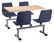 NPS® Cluster Swivel Booth, 24"x48", Butcherblock Top, Seat Color: Navy, Frame Color: Soft Grey  (Specify Laminate Color)