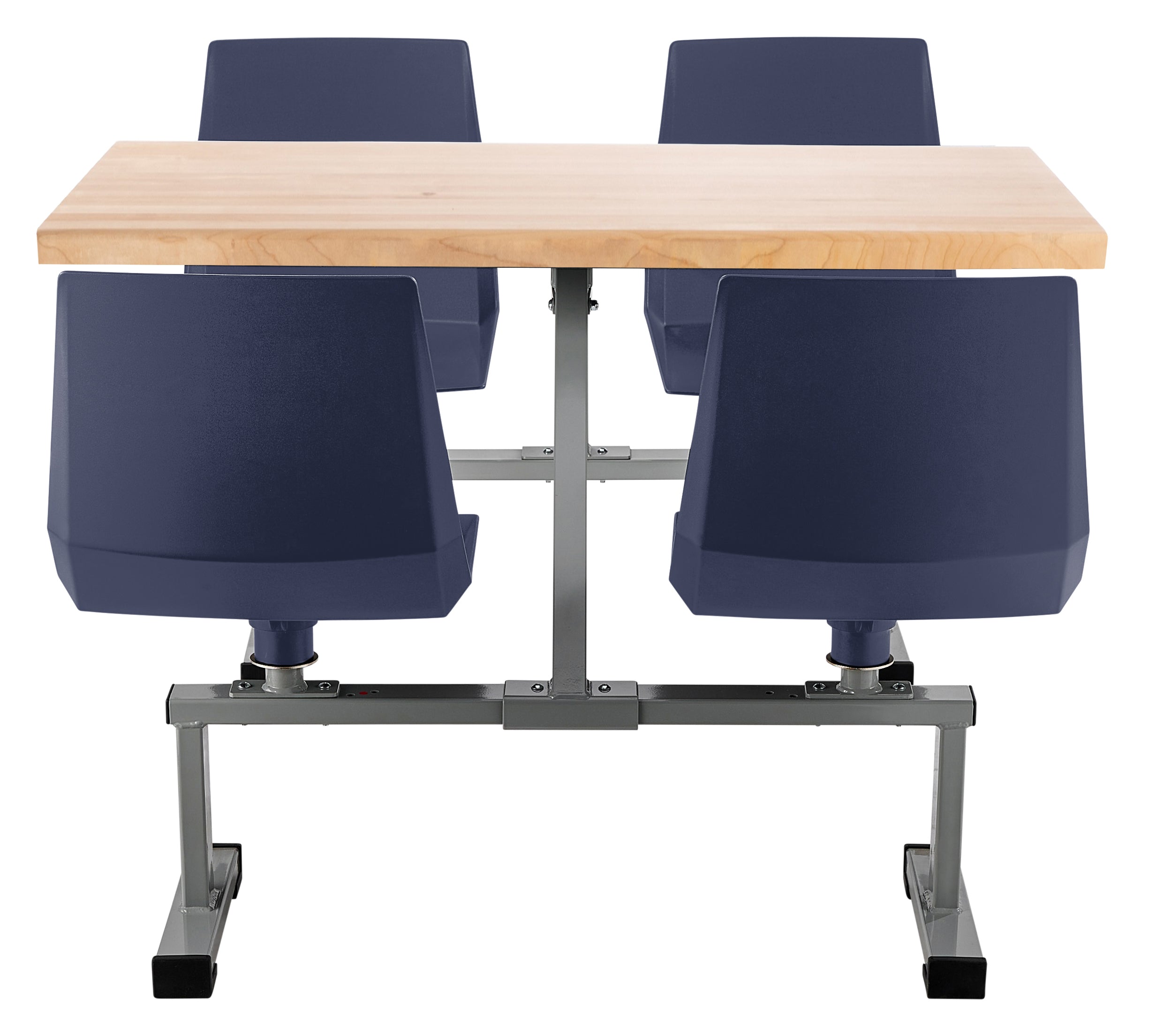 NPS® Cluster Swivel Booth, 24"x48", Butcherblock Top, Seat Color: Navy, Frame Color: Soft Grey  (Specify Laminate Color)