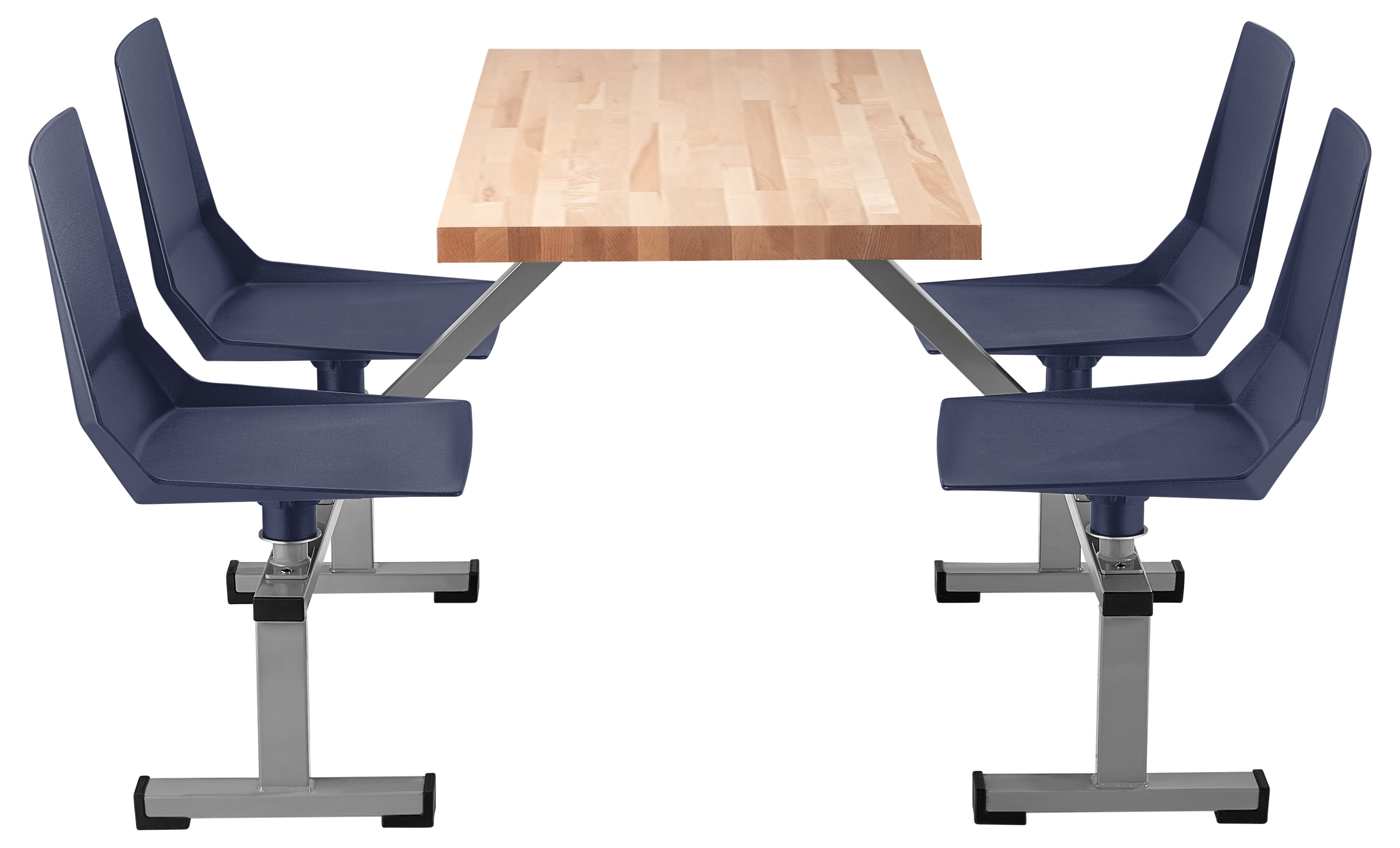 NPS® Cluster Swivel Booth, 24"x48", Butcherblock Top, Seat Color: Navy, Frame Color: Soft Grey  (Specify Laminate Color)