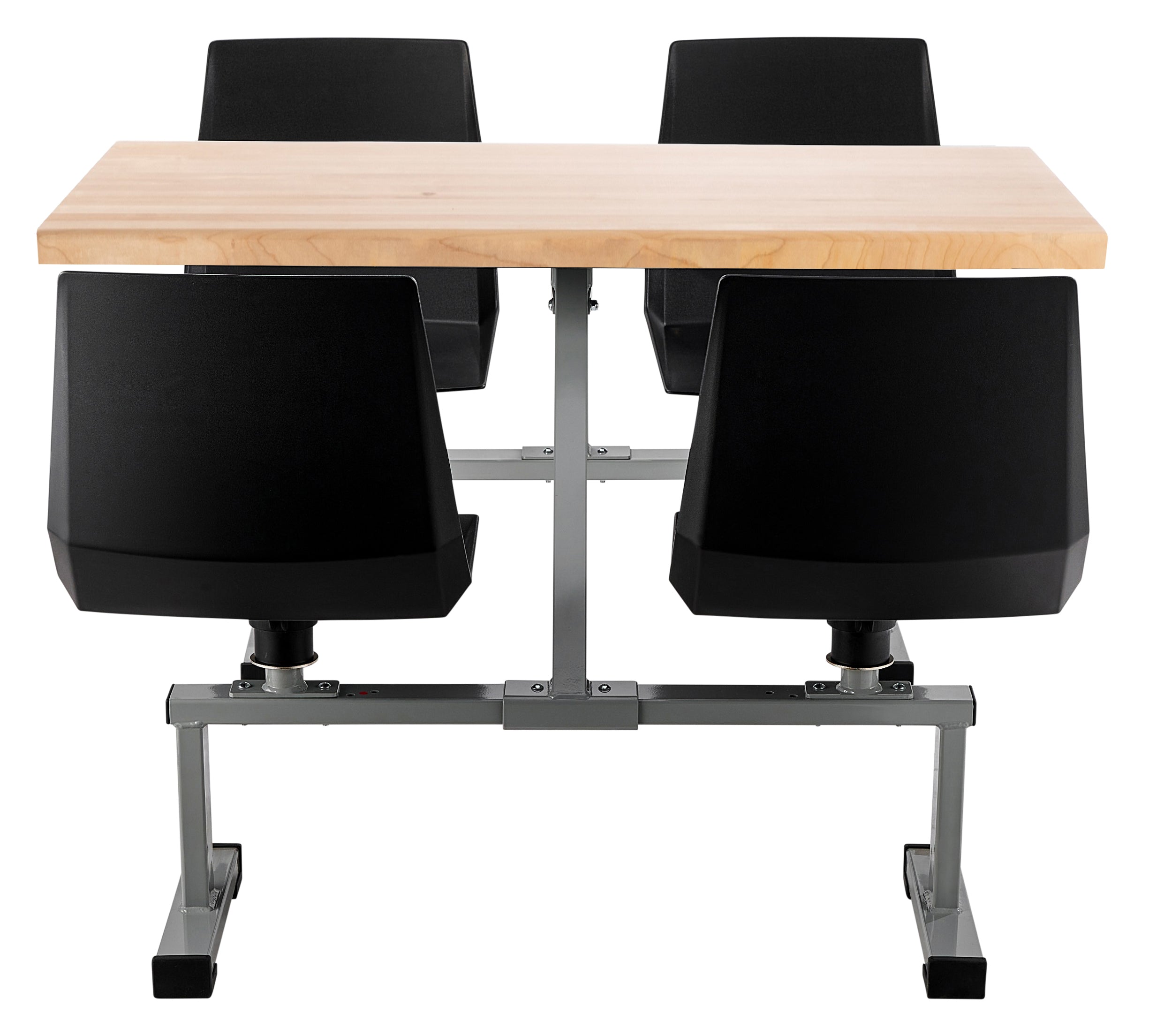 NPS® Cluster Swivel Booth, 24"x48", Butcherblock Top, Seat Color: Black, Frame Color: Soft Grey  (Specify Laminate Color)