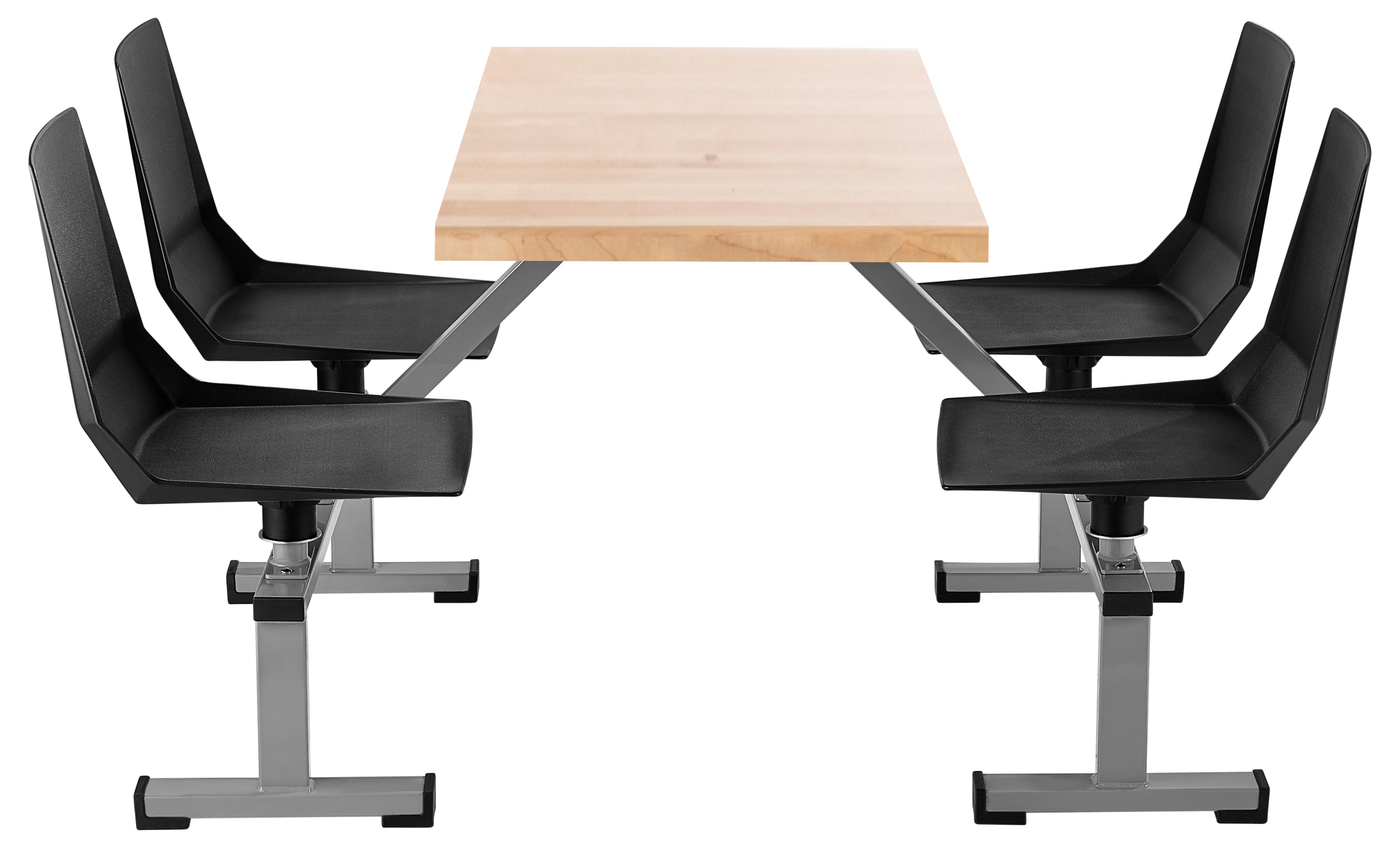 NPS® Cluster Swivel Booth, 24"x48", Butcherblock Top, Seat Color: Black, Frame Color: Soft Grey  (Specify Laminate Color)