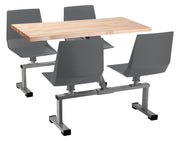 NPS® Cluster Swivel Booth, 24"x48", Butcherblock Top, Seat Color: Charcoal, Frame Color: Soft Grey  (Specify Laminate Color)