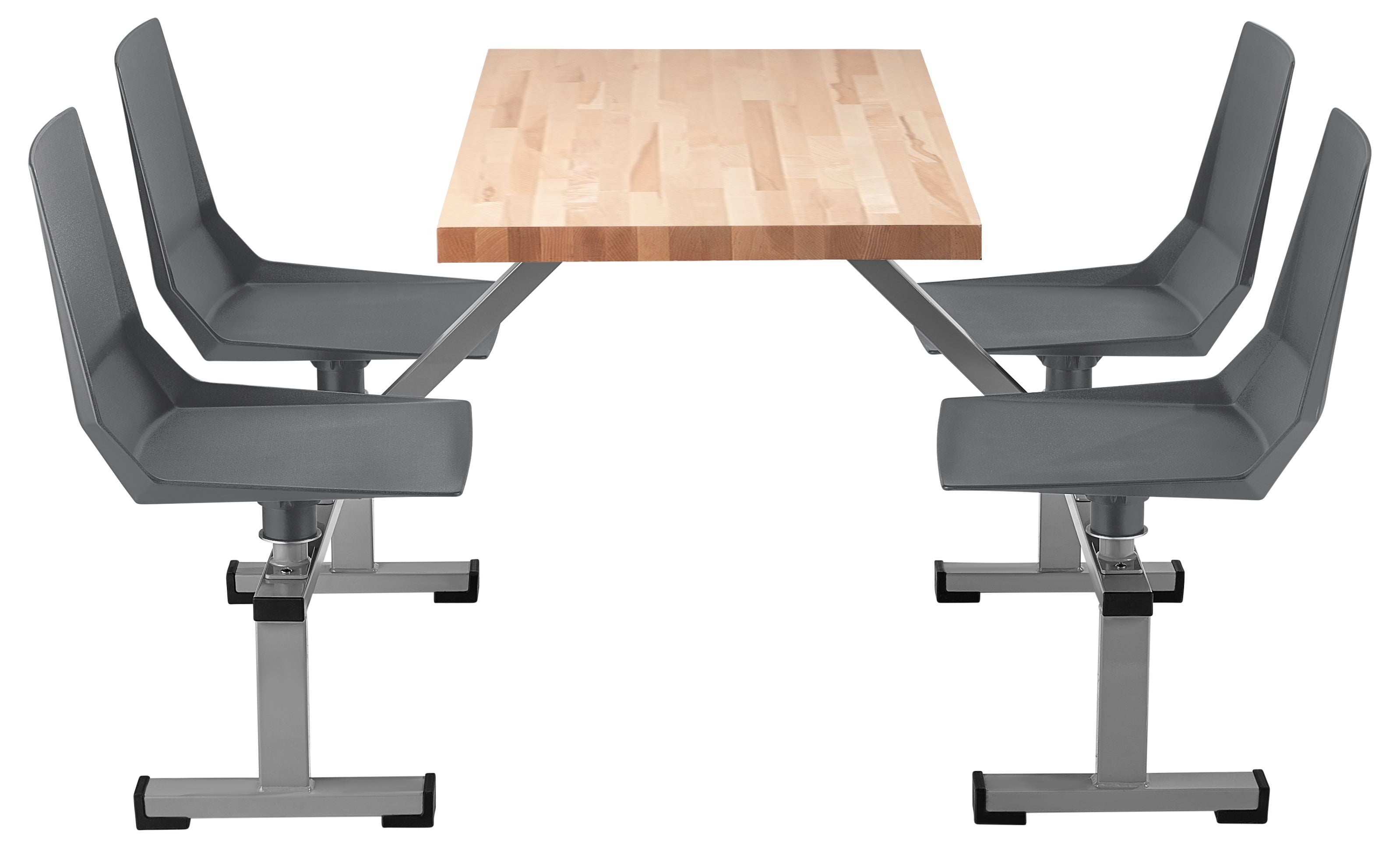 NPS® Cluster Swivel Booth, 24"x48", Butcherblock Top, Seat Color: Charcoal, Frame Color: Soft Grey  (Specify Laminate Color)