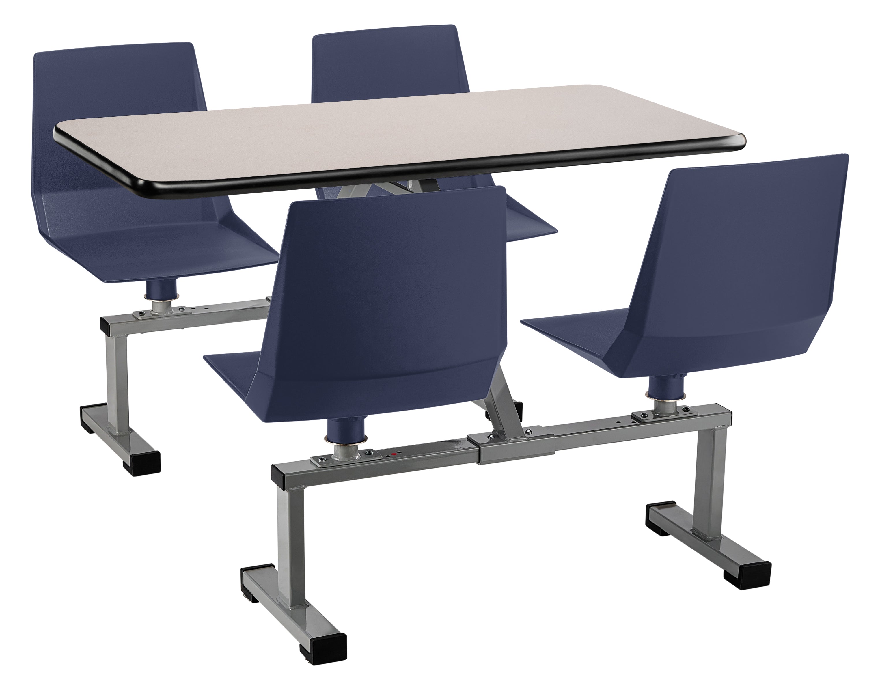 NPS® Cluster Swivel Booth, 24"x48", Particleboard Core/T-Mold, Seat Color: Navy, Frame Color: Soft Grey  (Specify Laminate Color)