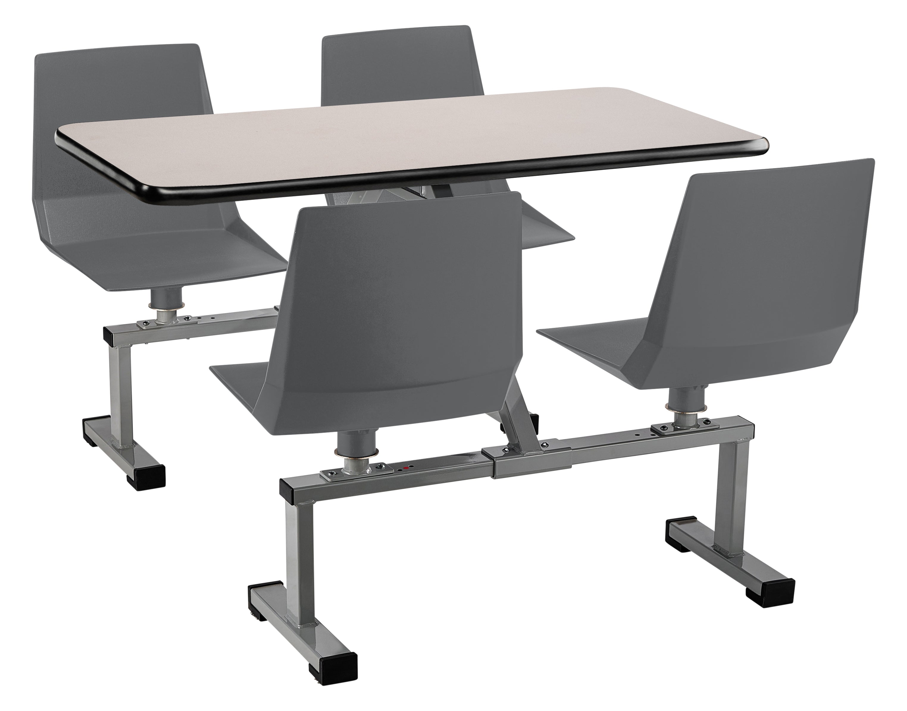 NPS® Cluster Swivel Booth, 24"x48", Particleboard Core/T-Mold, Seat Color: Charcoal, Frame Color: Soft Grey  (Specify Laminate Color)