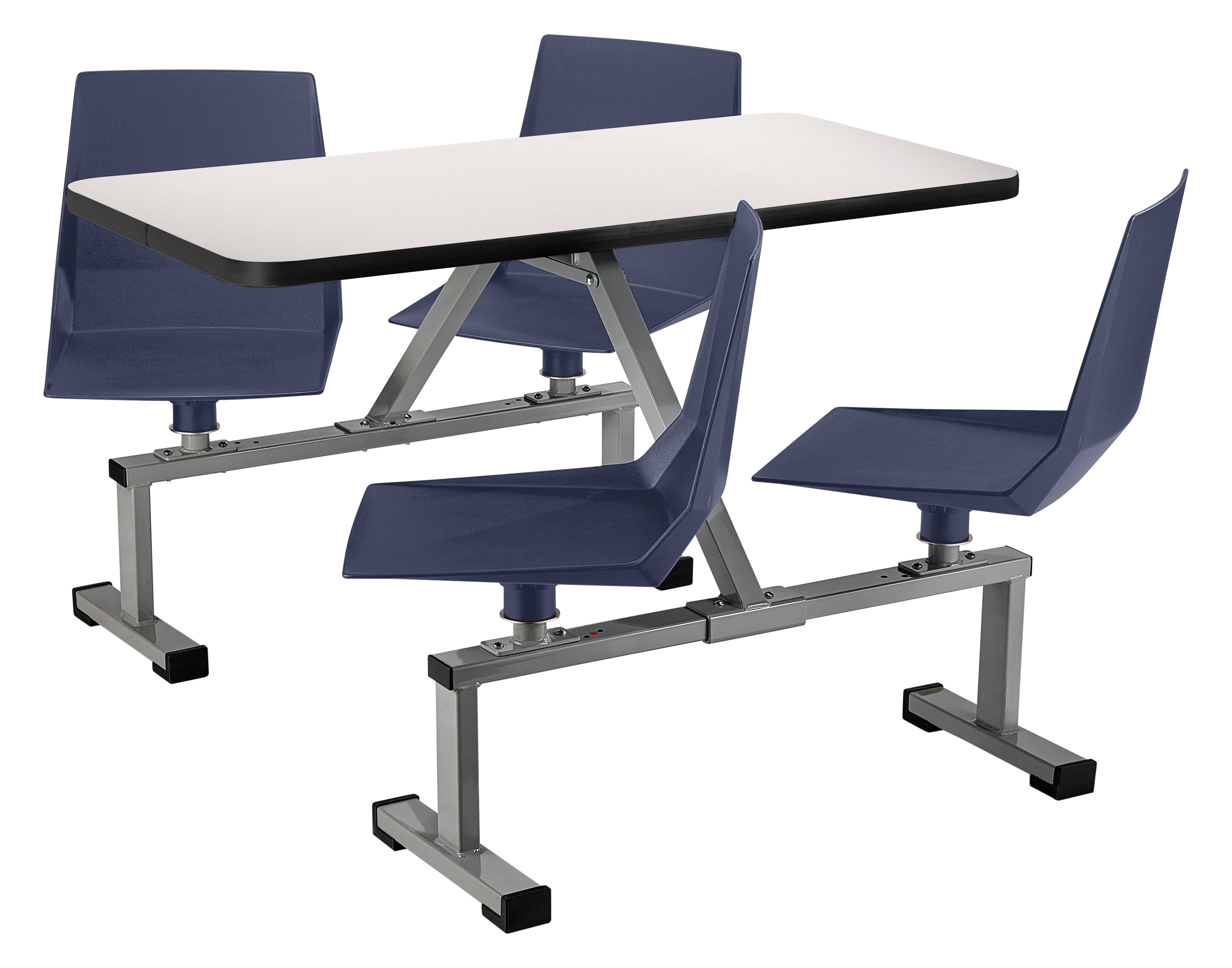 NPS® Cluster Swivel Booth, 24"x48", Whiteboard Top, Seat Color: Navy, Frame Color: Soft Grey  (Specify Laminate Color)