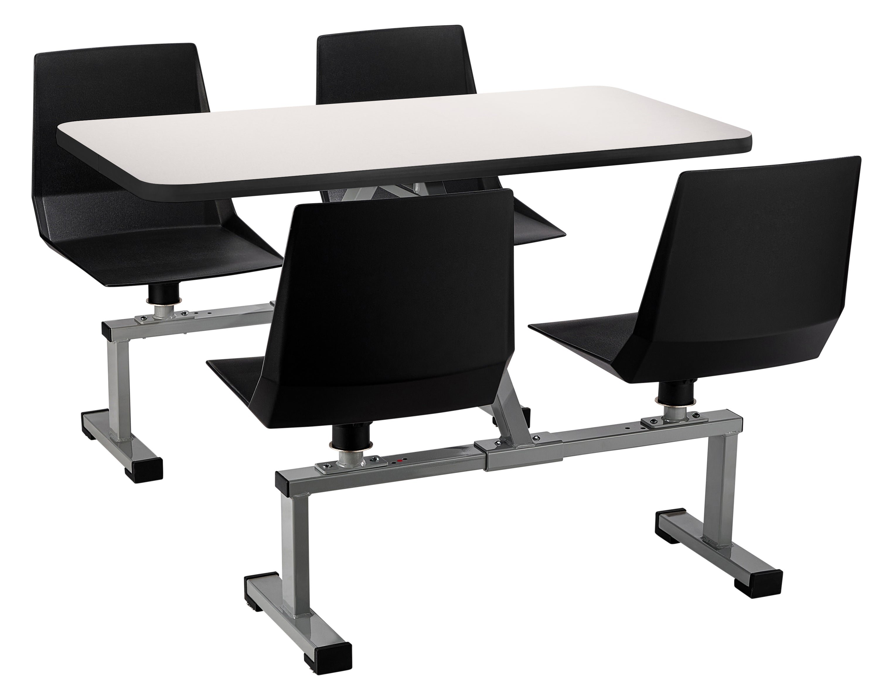 NPS® Cluster Swivel Booth, 24"x48", Whiteboard Top, Seat Color: Black, Frame Color: Soft Grey  (Specify Laminate Color)