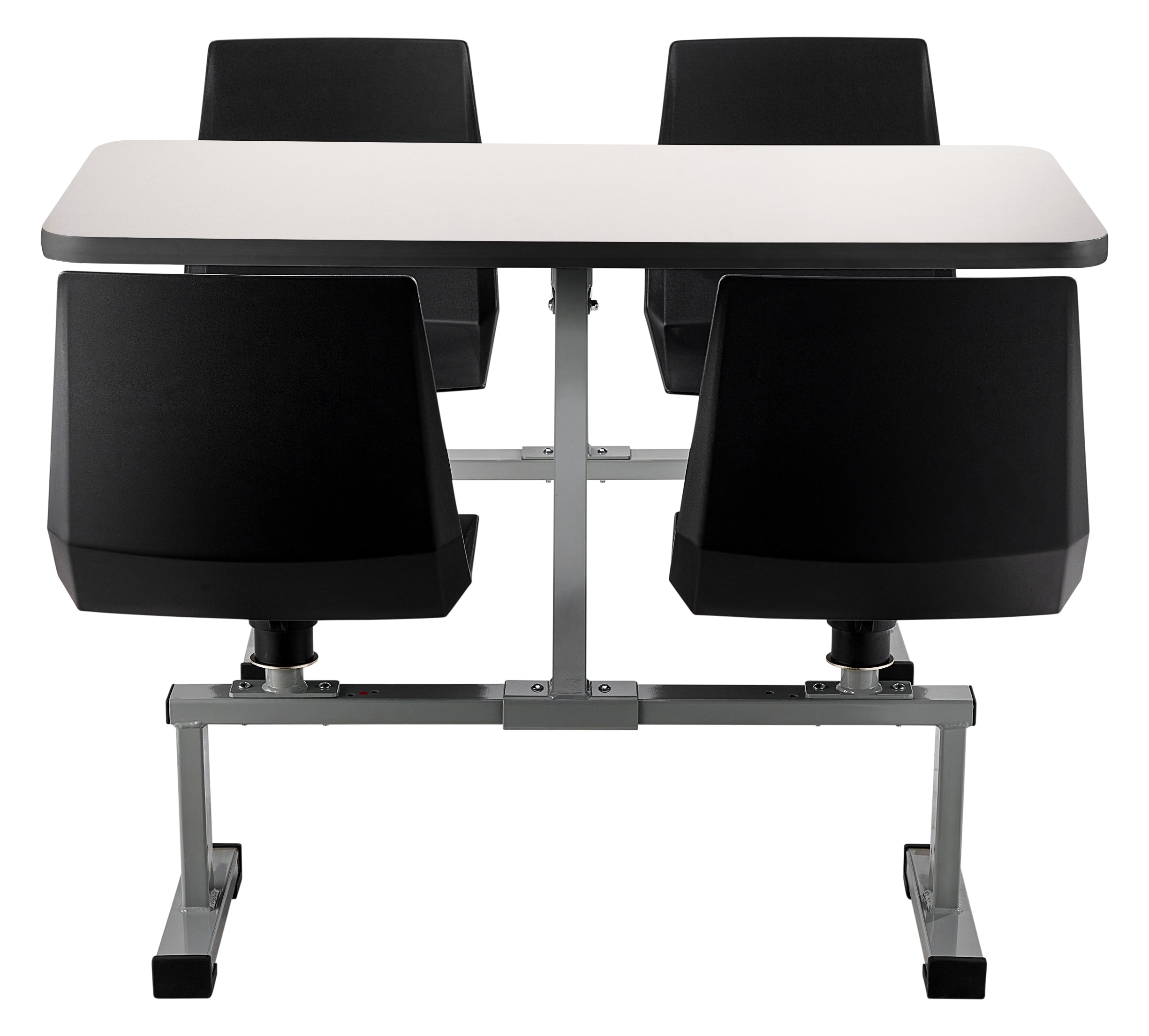 NPS® Cluster Swivel Booth, 24"x48", Whiteboard Top, Seat Color: Black, Frame Color: Soft Grey  (Specify Laminate Color)