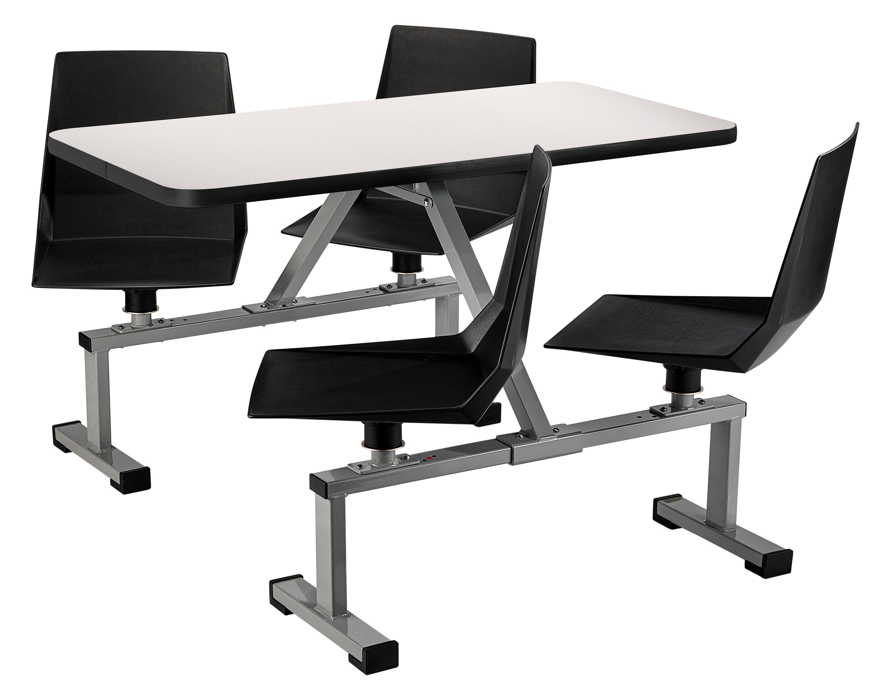 NPS® Cluster Swivel Booth, 24"x48", Whiteboard Top, Seat Color: Black, Frame Color: Soft Grey  (Specify Laminate Color)