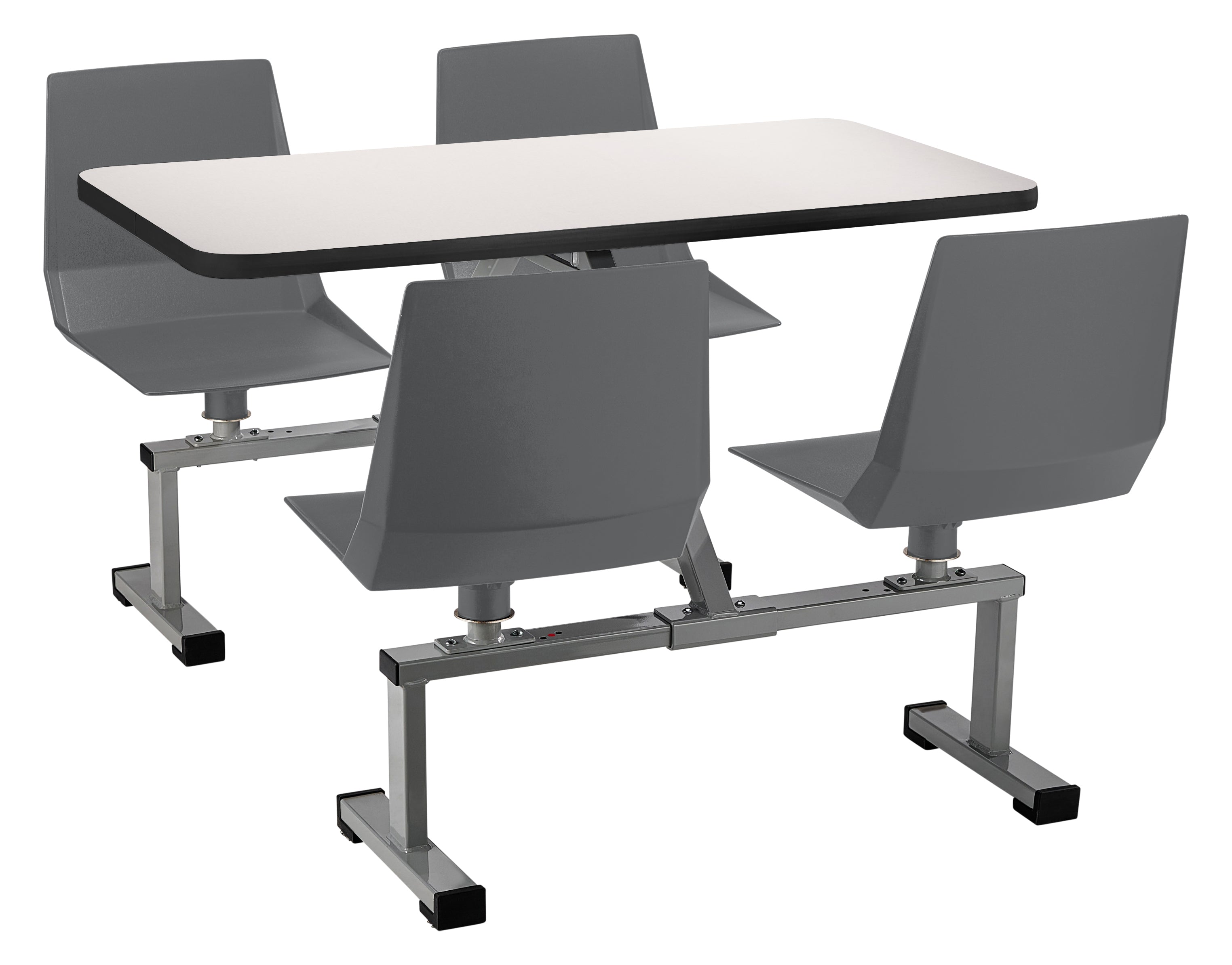 NPS® Cluster Swivel Booth, 24"x48", Whiteboard Top, Seat Color: Charcoal, Frame Color: Soft Grey  (Specify Laminate Color)