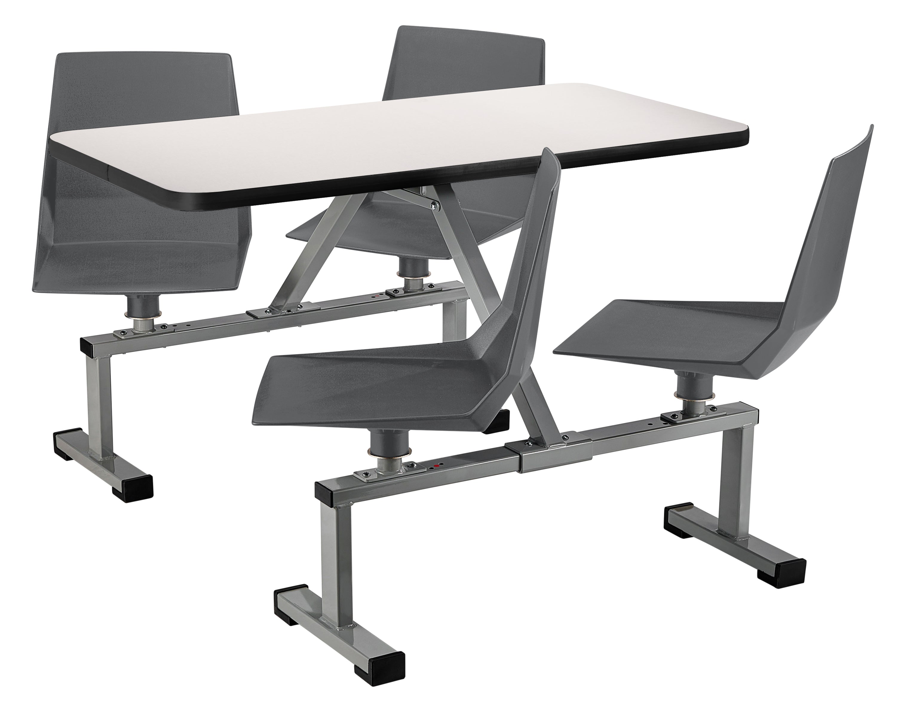 NPS® Cluster Swivel Booth, 24"x48", Whiteboard Top, Seat Color: Charcoal, Frame Color: Soft Grey  (Specify Laminate Color)