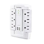 6-Outlet Swivel Professional Surge Protector Wall Tap with 2 USB Ports