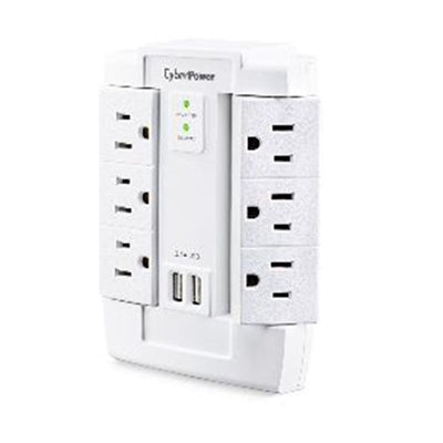6-Outlet Swivel Professional Surge Protector Wall Tap with 2 USB Ports