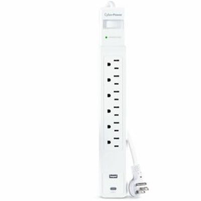 CSP604UCW 4 Ft. 1500J 6-Outlet Surge Protector with USB Ports - White