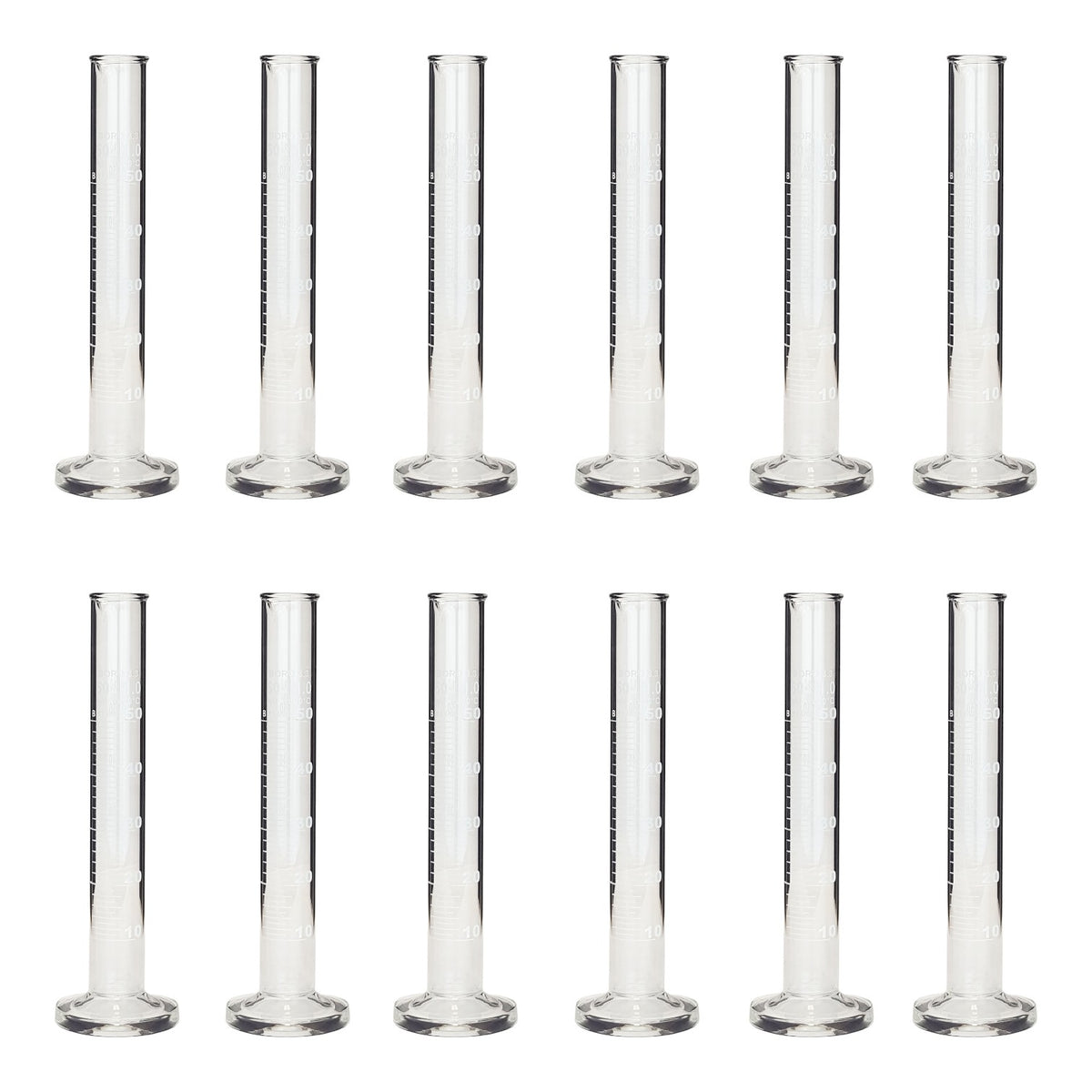 Cylinder, Single-Scale, Borosilicate Glass, 50ml, Pack of 12