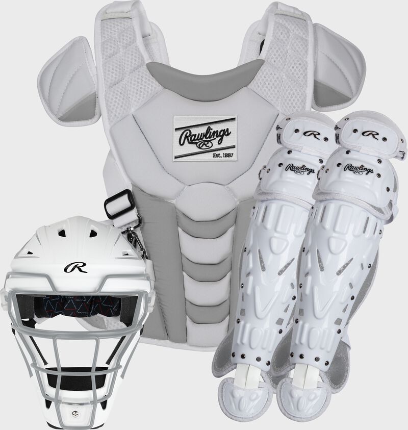 Rawlings Velo 2.0 Series  Softball Large Catchers Set - White/Silver