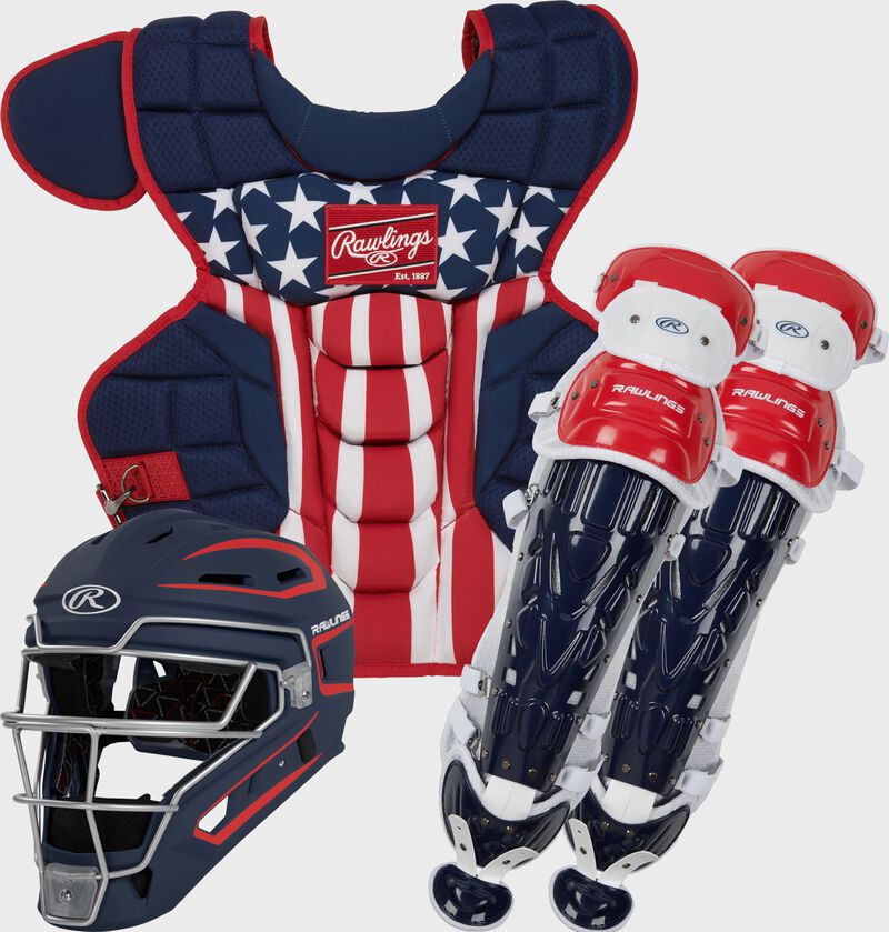Rawlings Velo 2.0 Intermediate Catchers Set - Navy/Scarlet/White