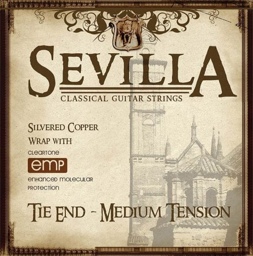 Cleartone Sevilla Series Treated Nylon Classical Guitar Strings, Medium Tension - Tie Ends
