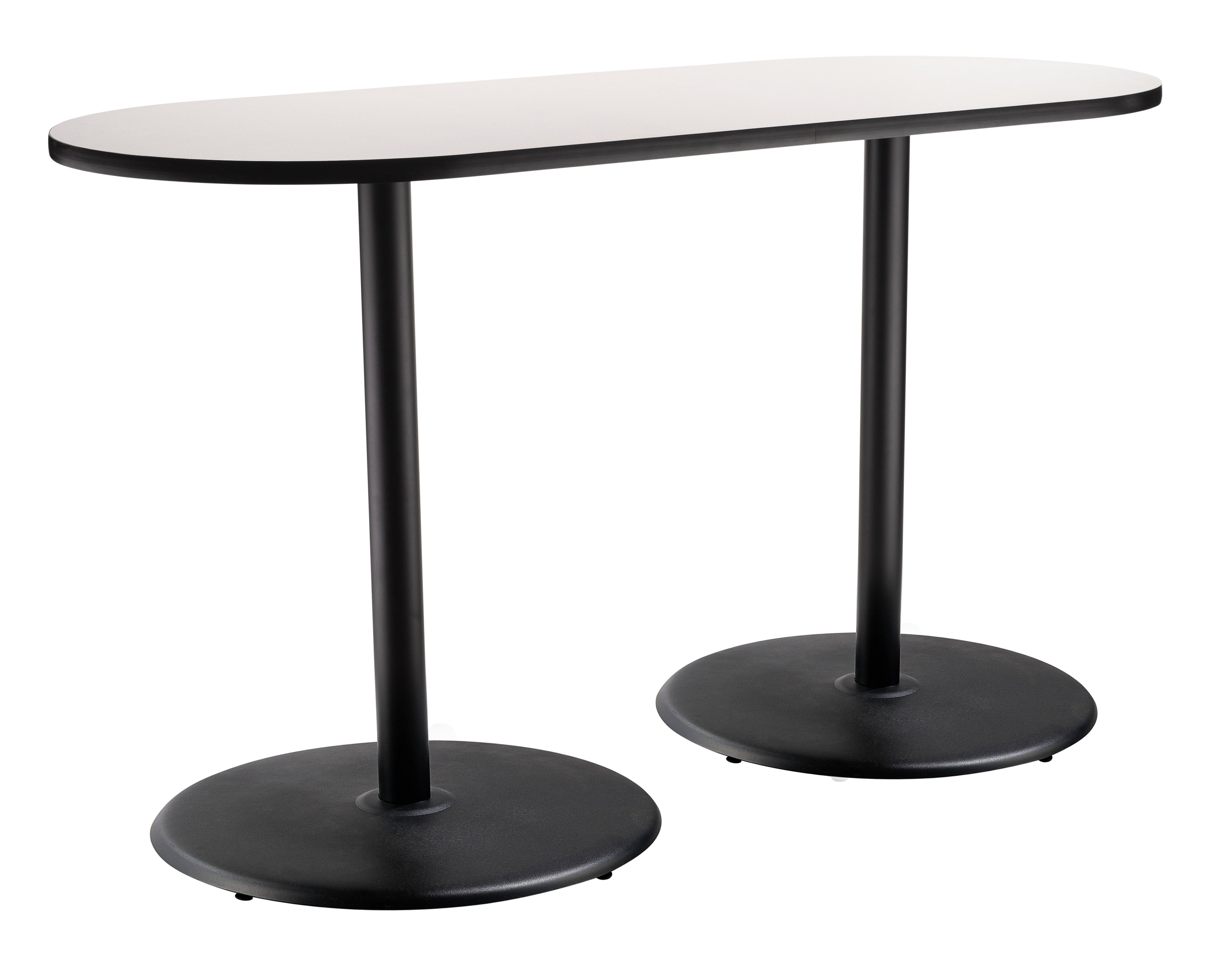 NPS® Café Table, 24" x 60" Racetrack, Round Base, 42" Height, Whiteboard