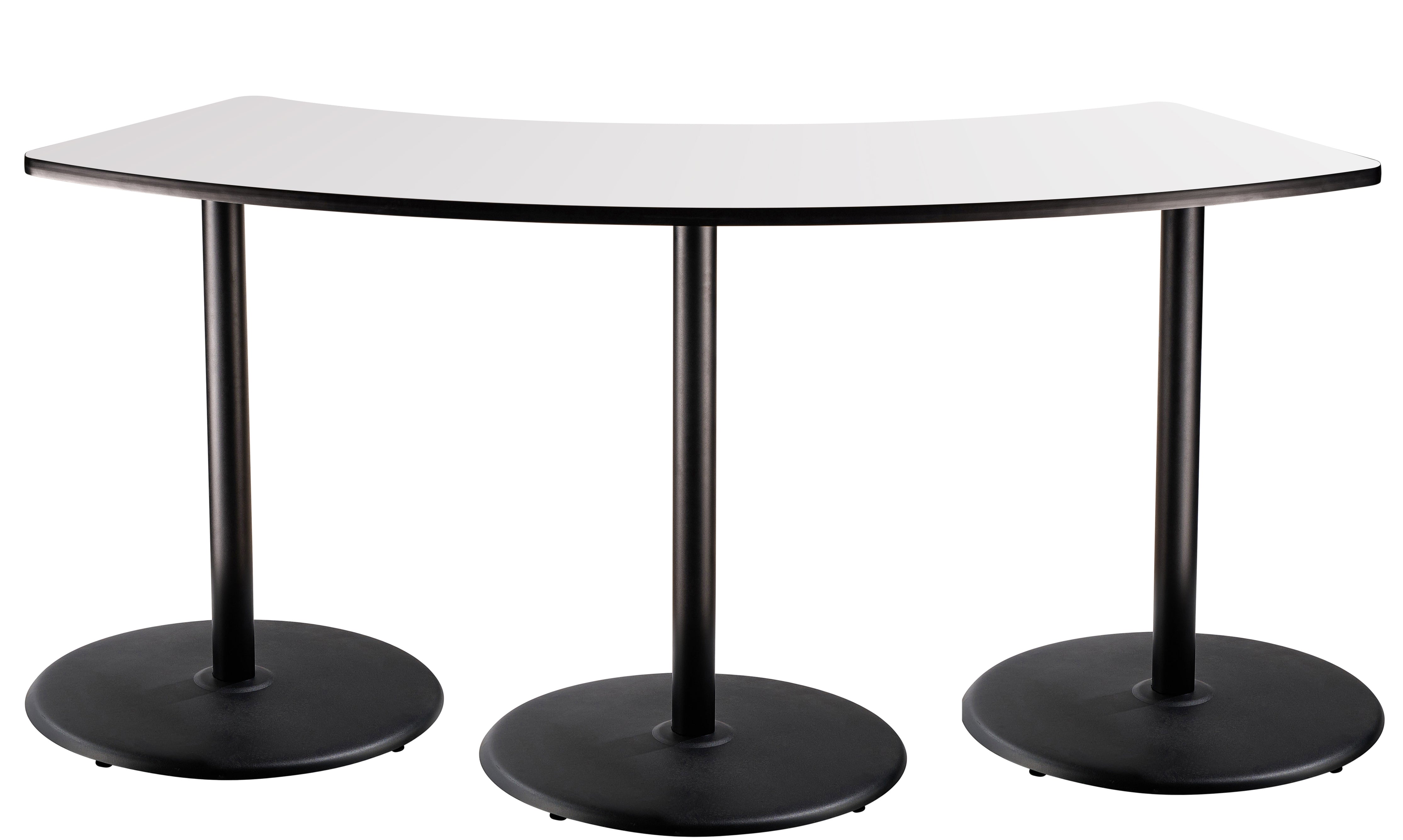 NPS® Café Table, 60° Curve, 24" x 91.25", Round Base, 42" Height, Whiteboard