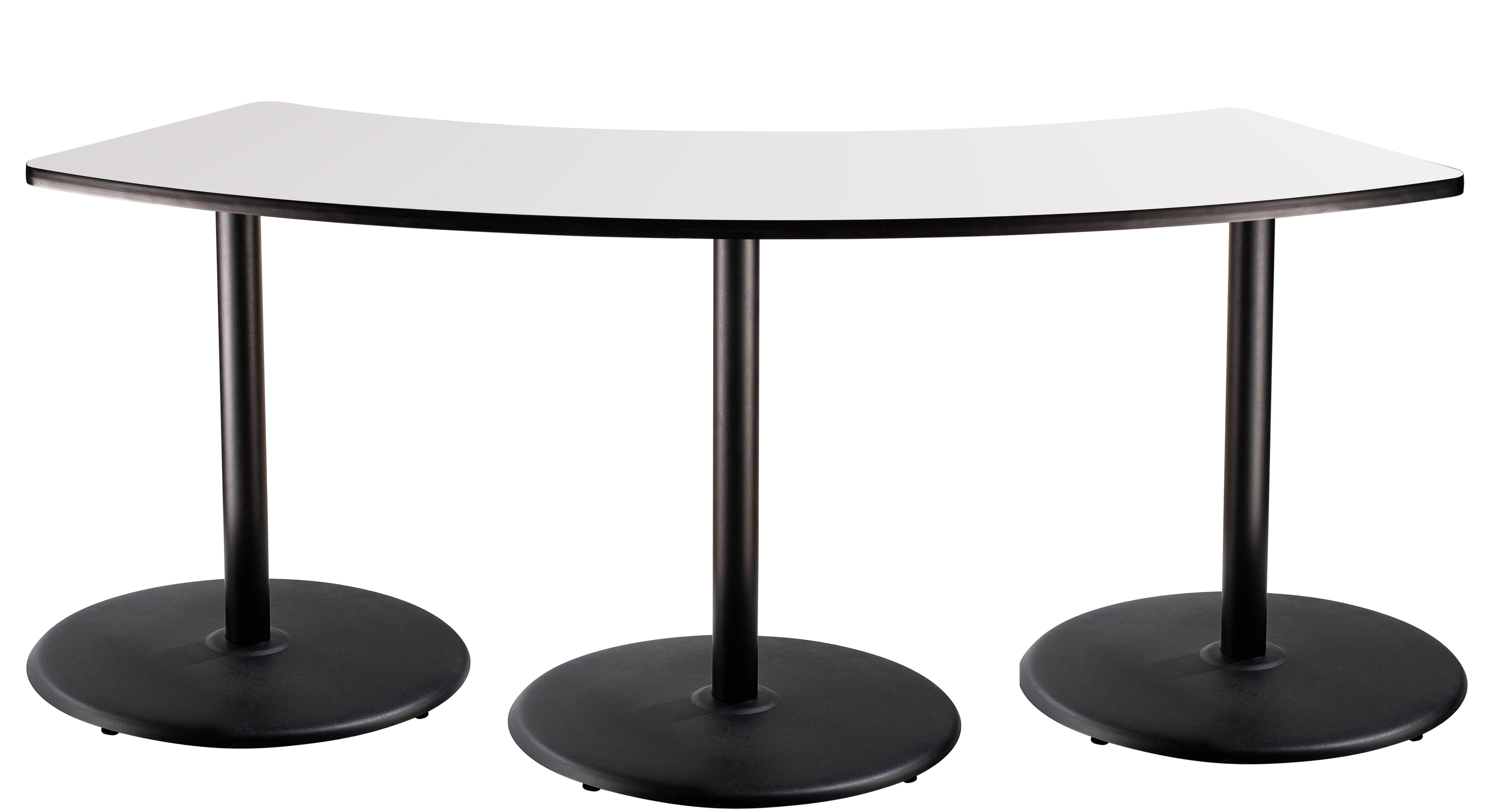 NPS® Café Table, 60° Curve, 24" x 91.25", Round Base, 36" Height, Whiteboard