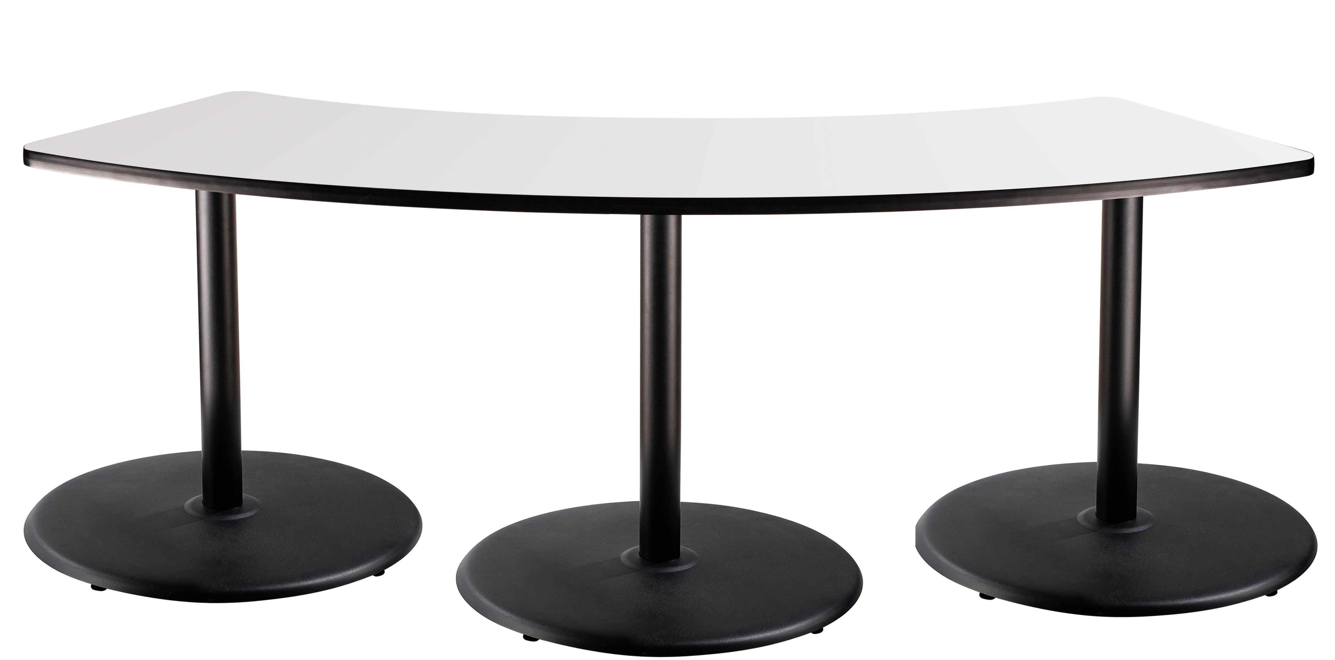 NPS® Café Table, 60° Curve, 24" x 91.25", Round Base, 30" Height, Whiteboard