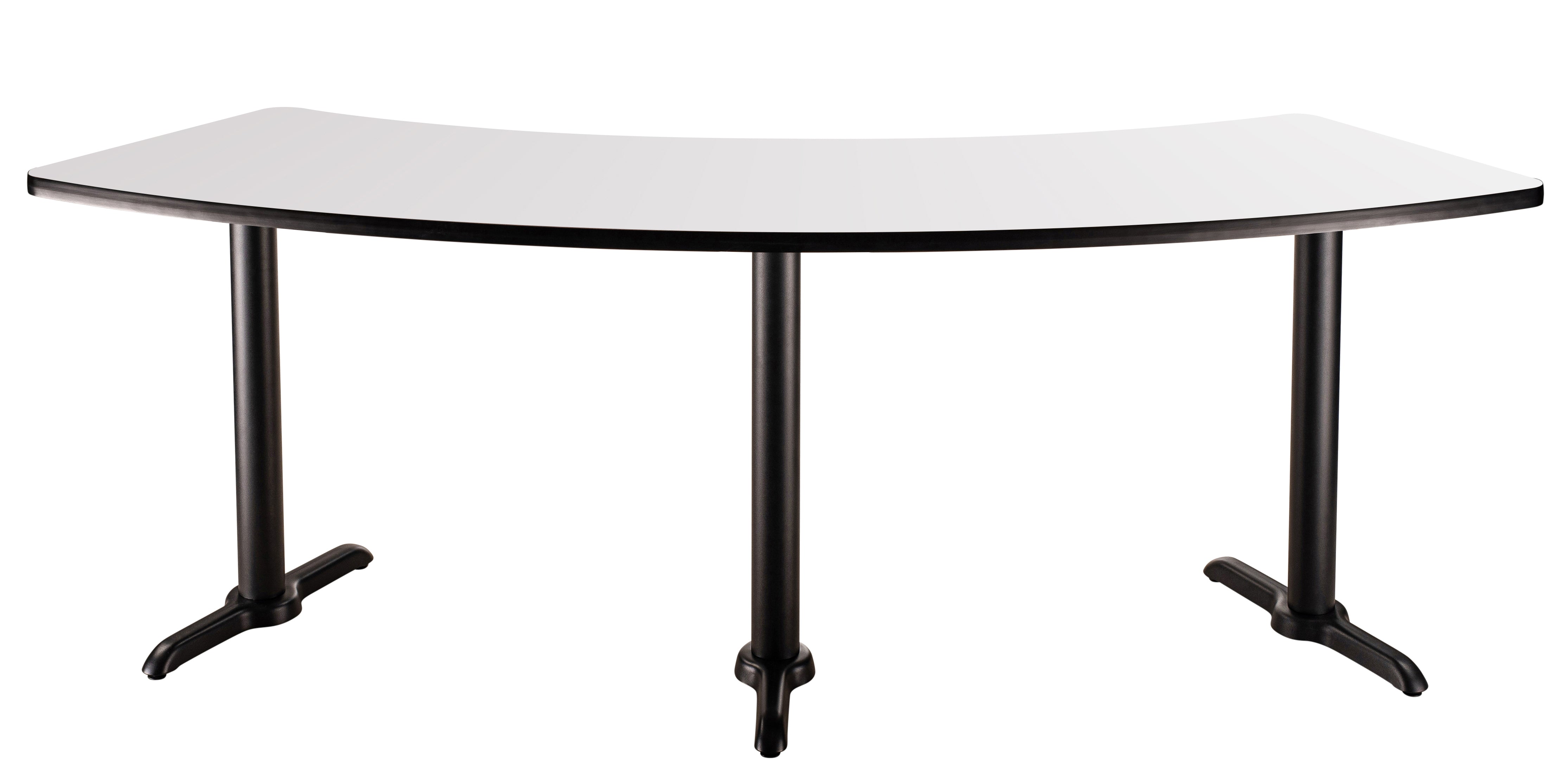 NPS® Café Table, 60° Curve, 24" x 91.25", T Base, 30" Height, Whiteboard