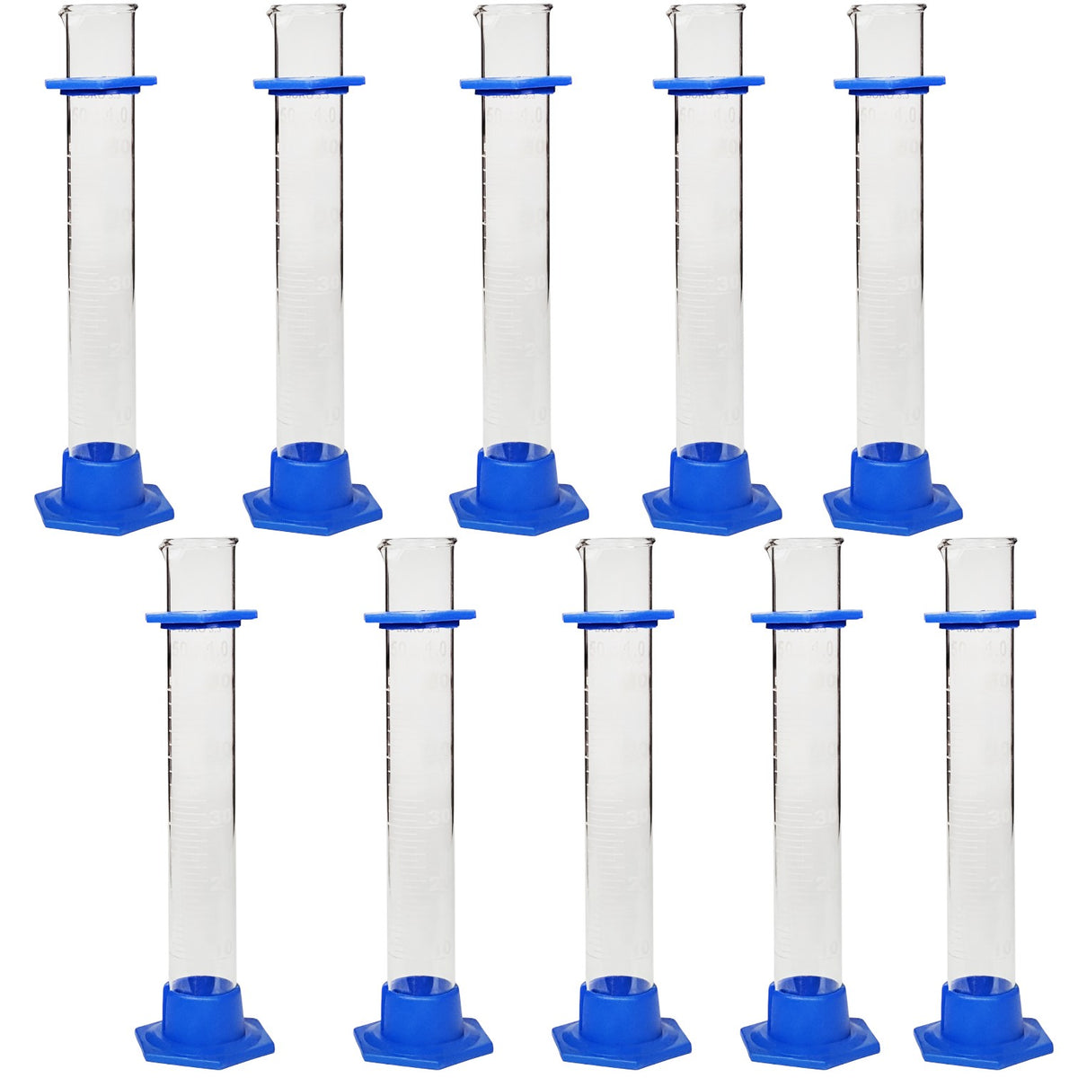 Cylinder, Borosilicate Glass with Bumper Guard, 50ml, Pack of 10