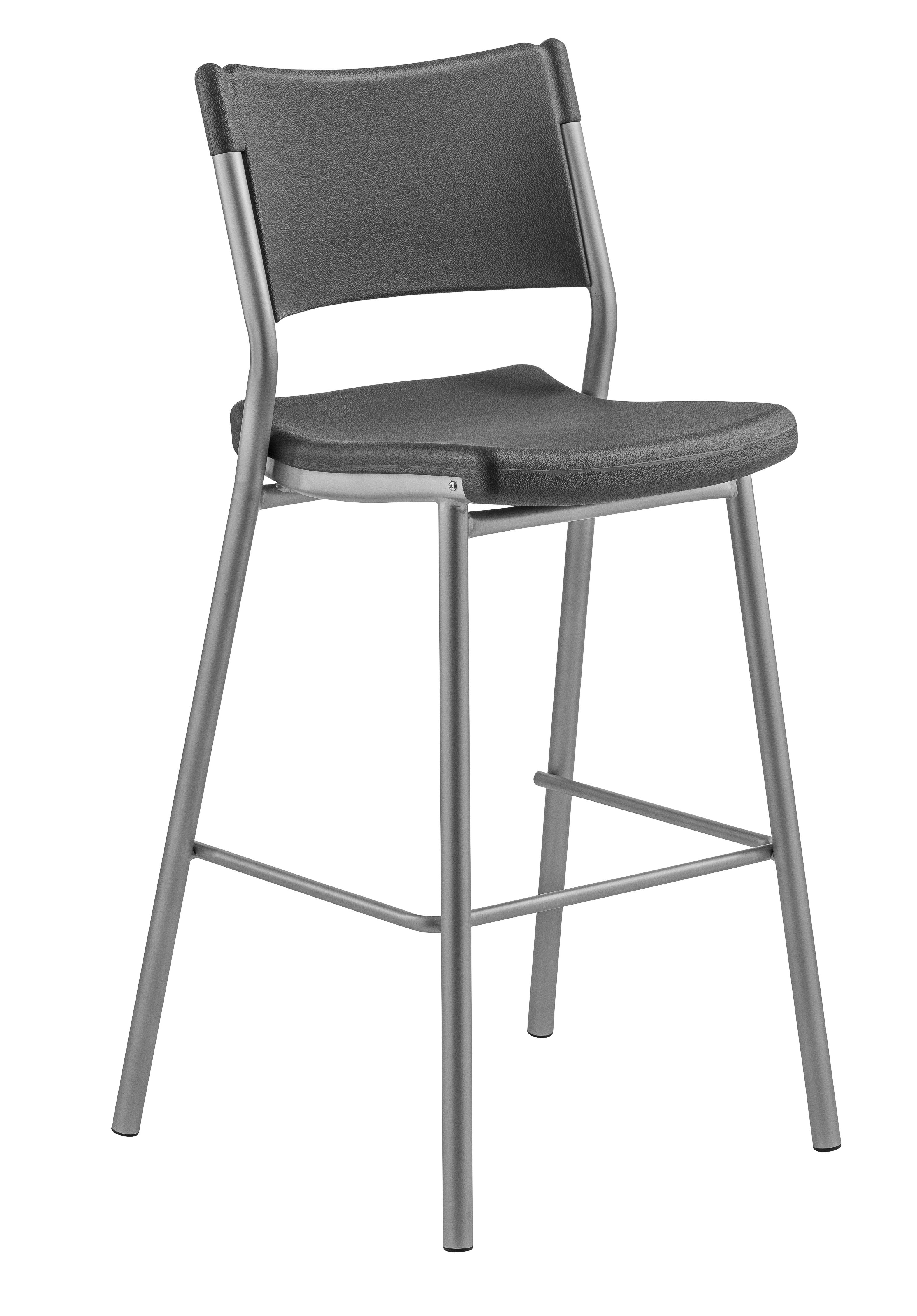 NPS® Café Time Stool, Surface Color: Charcoal Slate, Frame Color: Silver