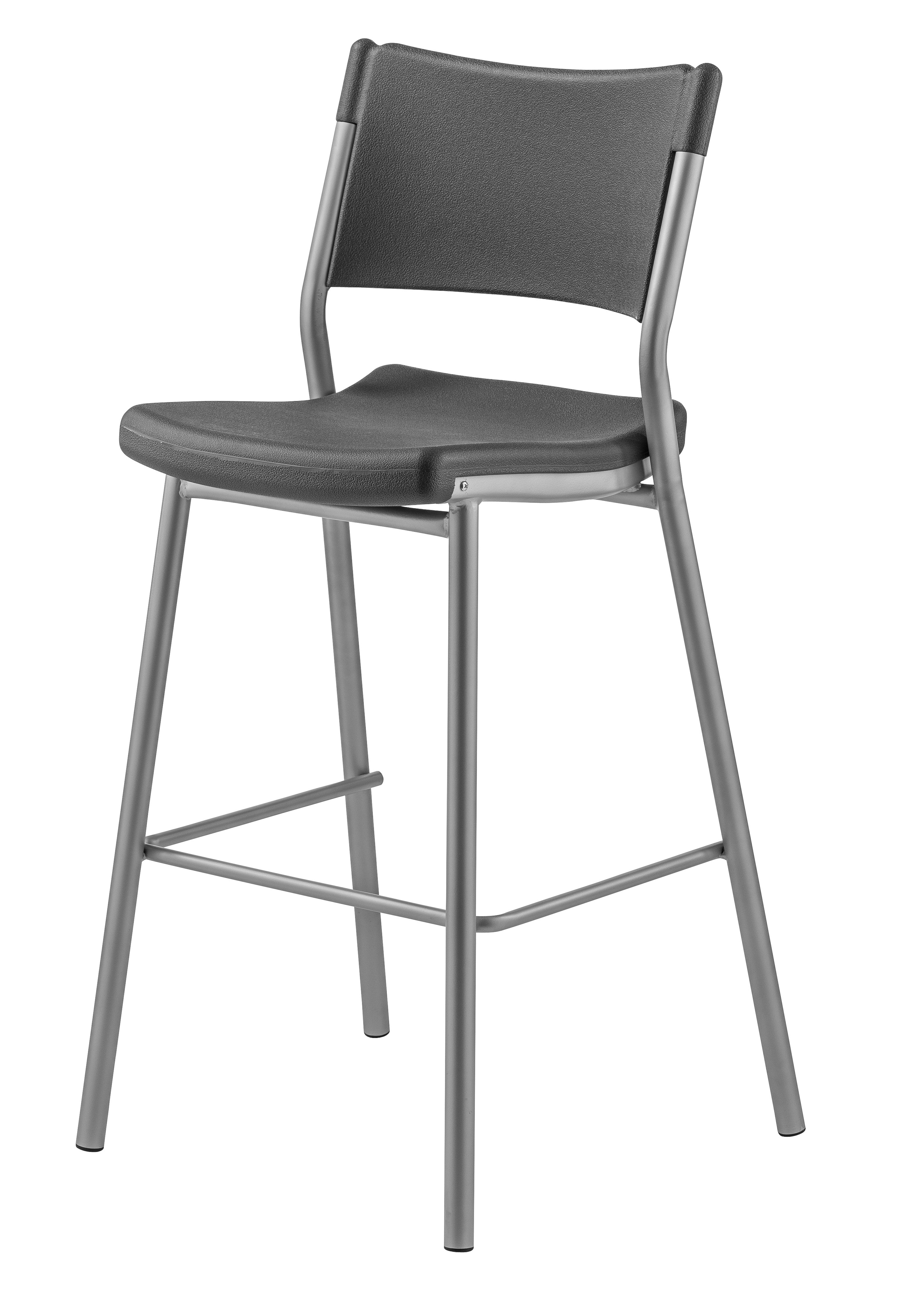 NPS® Café Time Stool, Surface Color: Charcoal Slate, Frame Color: Silver