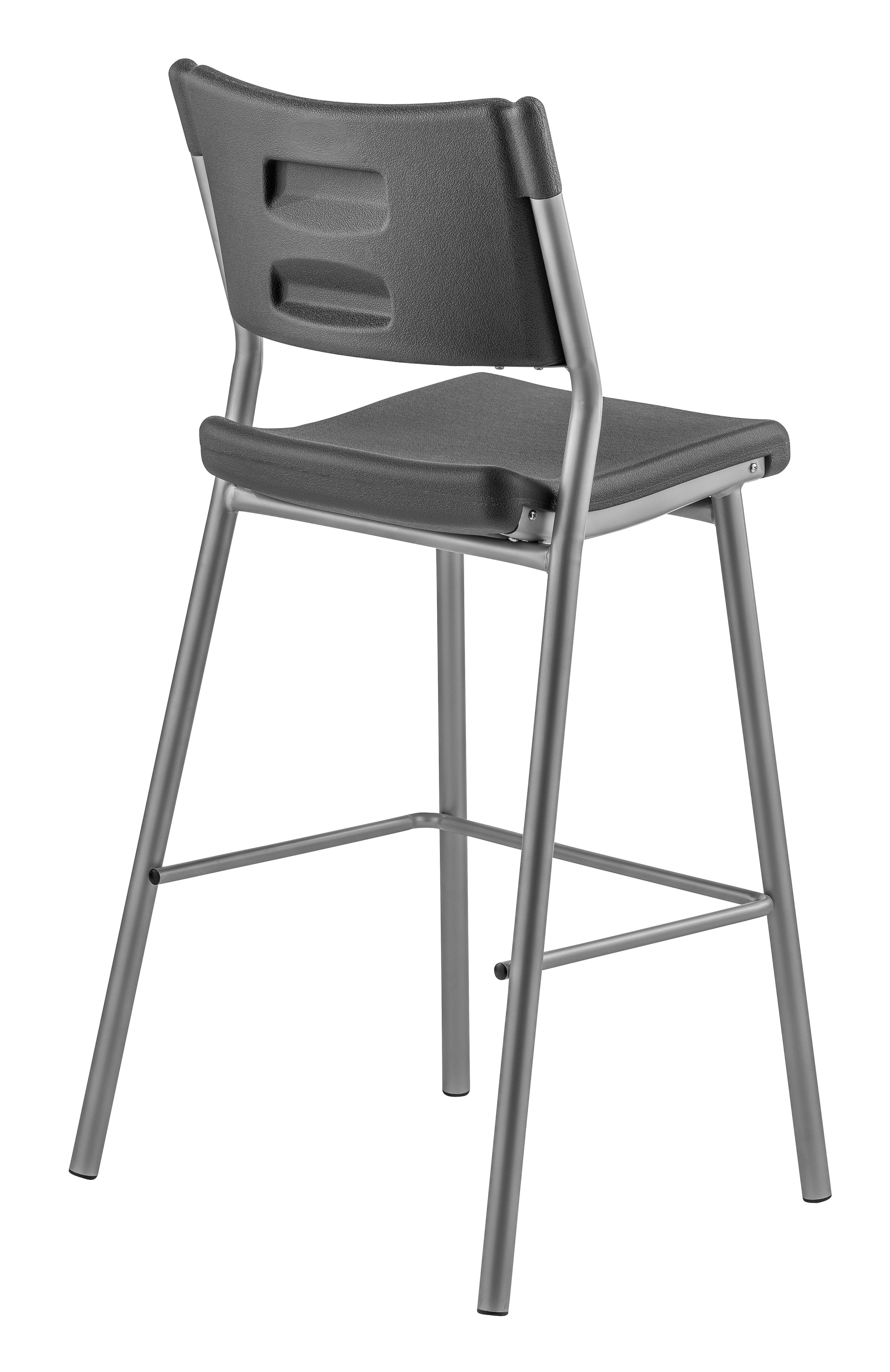 NPS® Café Time Stool, Surface Color: Charcoal Slate, Frame Color: Silver