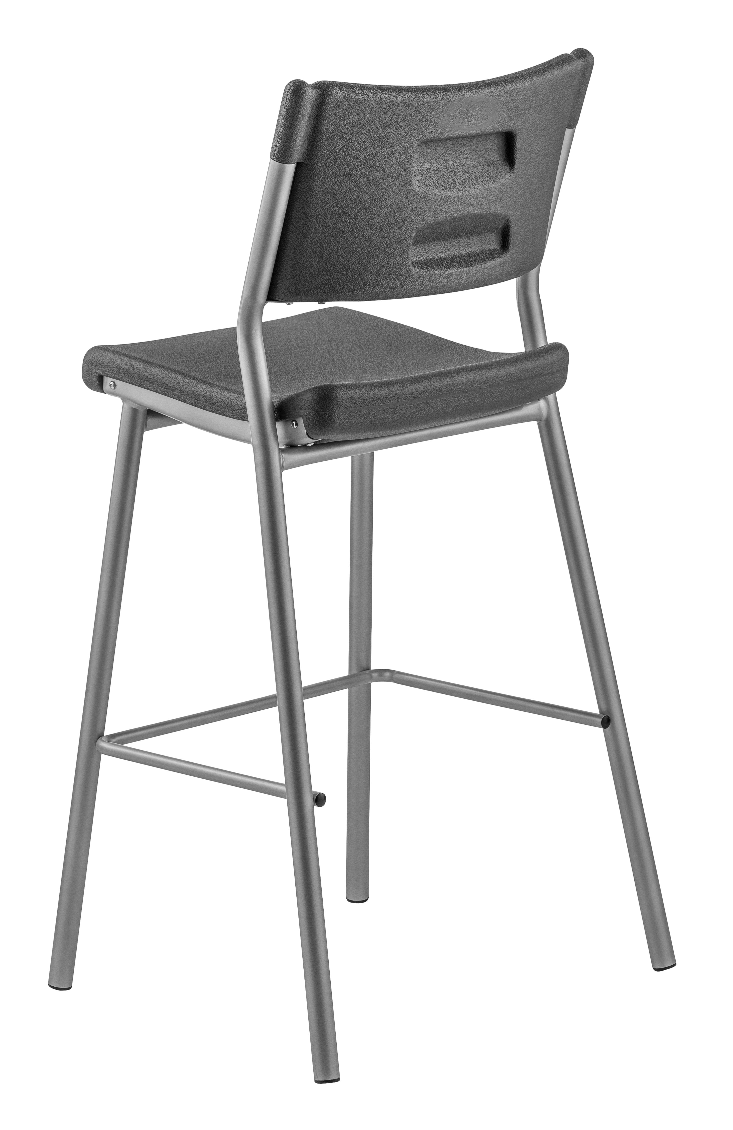 NPS® Café Time Stool, Surface Color: Charcoal Slate, Frame Color: Silver