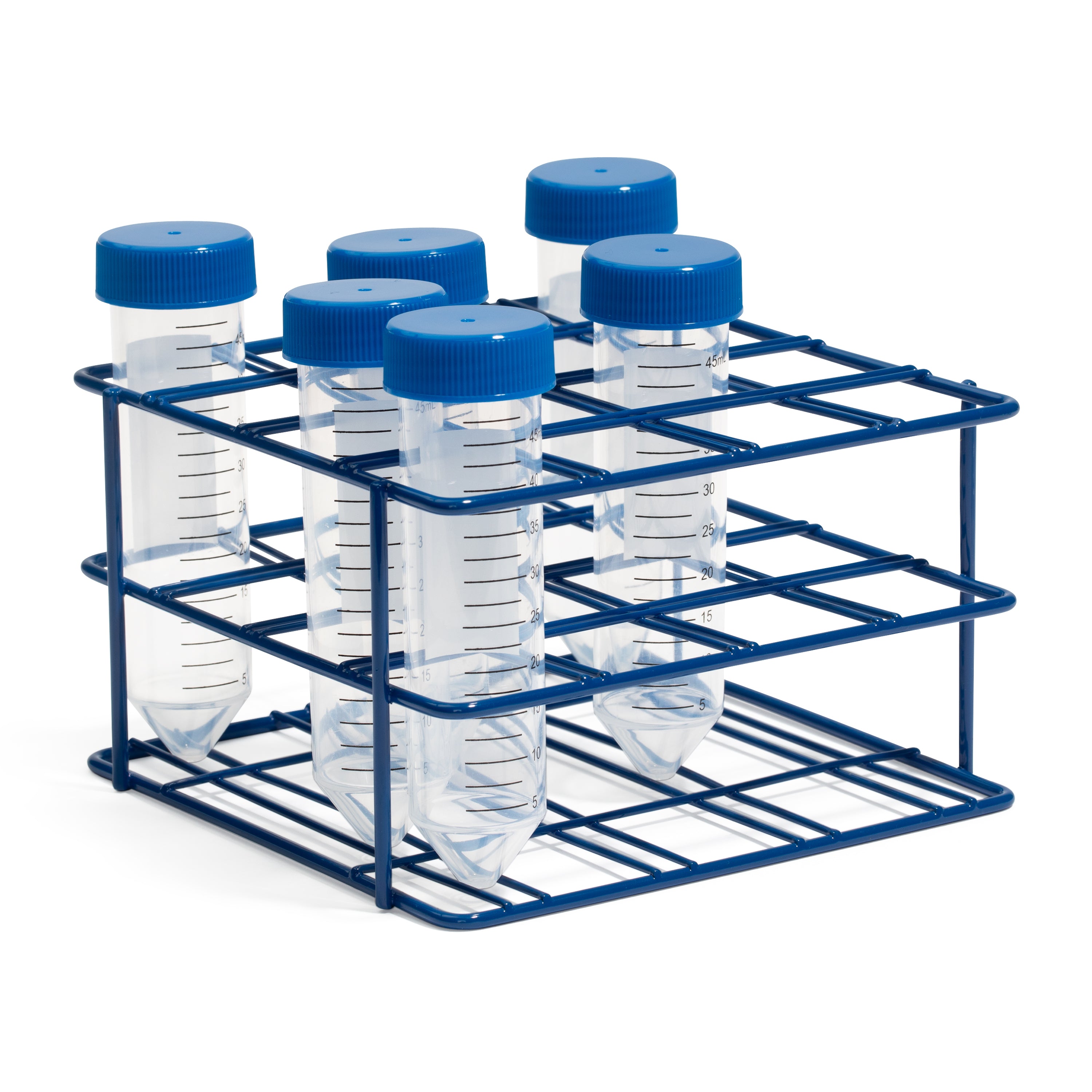 United Scientific® Coated Wire Rack, 50 mL Centrifuge Tubes, 16 Place, Blue